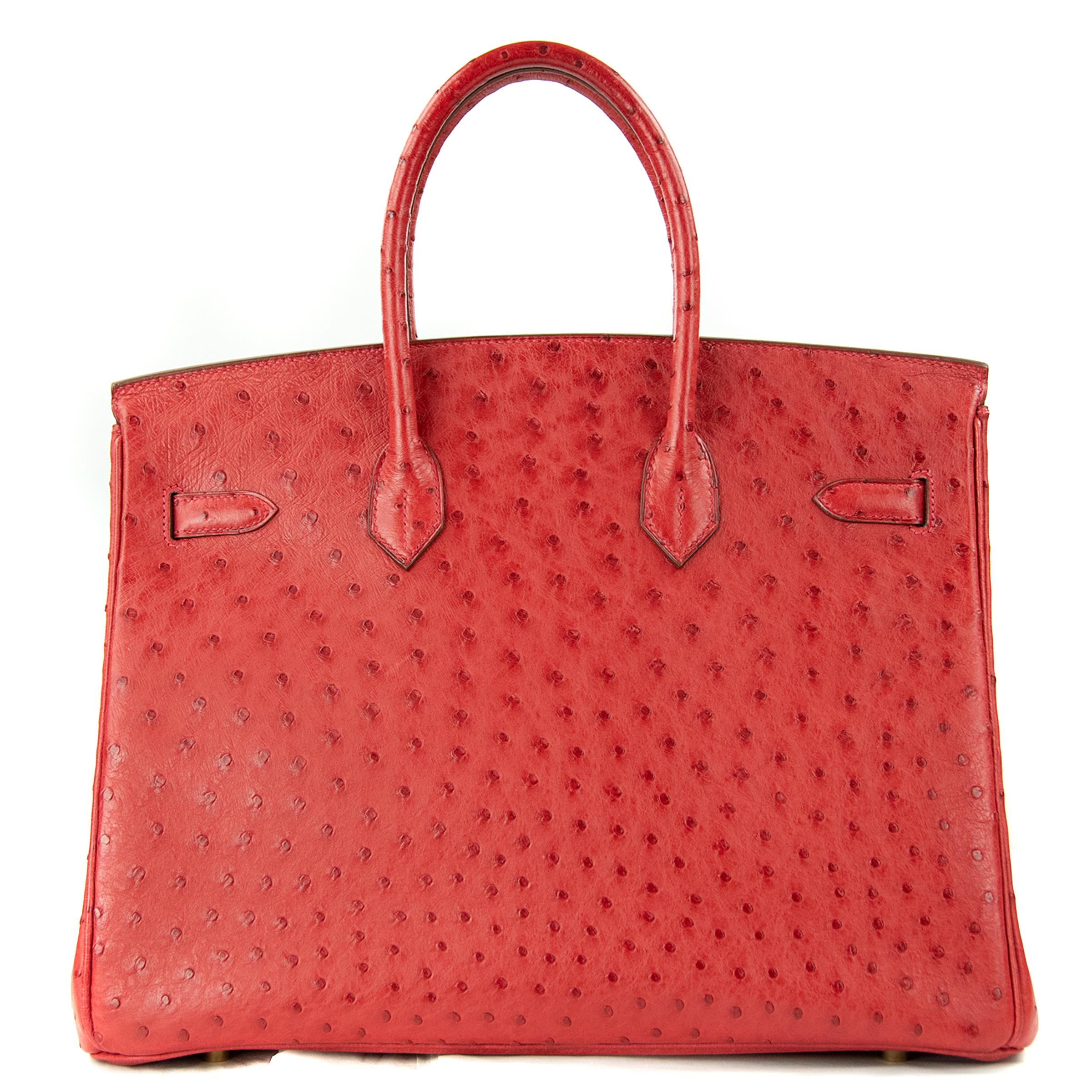 Hermes Birkin 35cm bag in Rouge VIF Ostrich. This iconic special order Hermes Birkin bag is timeless and chic. Fresh and crisp with gold hardware.

    Condition: New or Never Used
    Made in France
    Bag Measures: 35cm (13.8