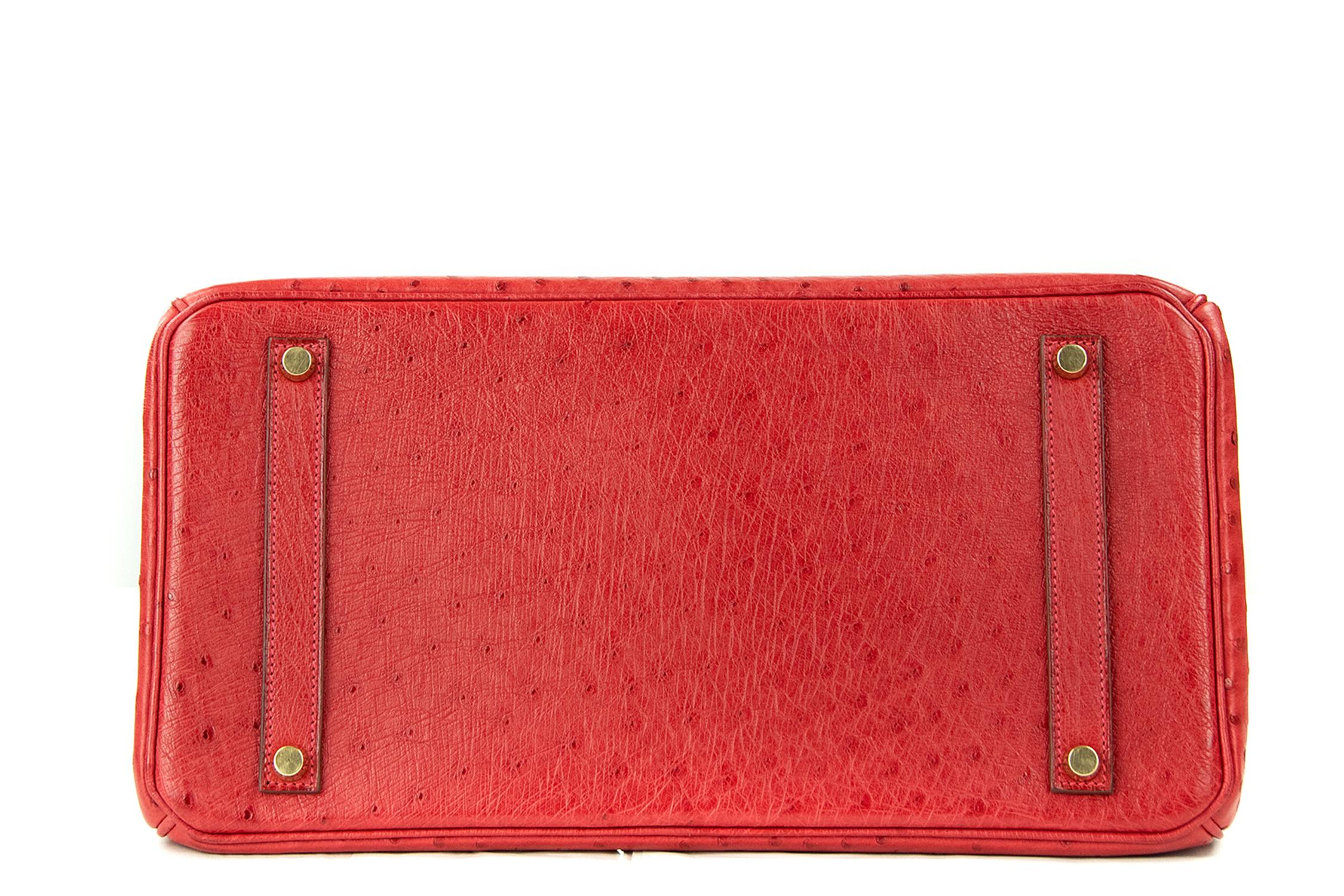 Hermes Birkin Bag 35cm Rouge VIF Ostrich GHW In Excellent Condition For Sale In Newport, RI
