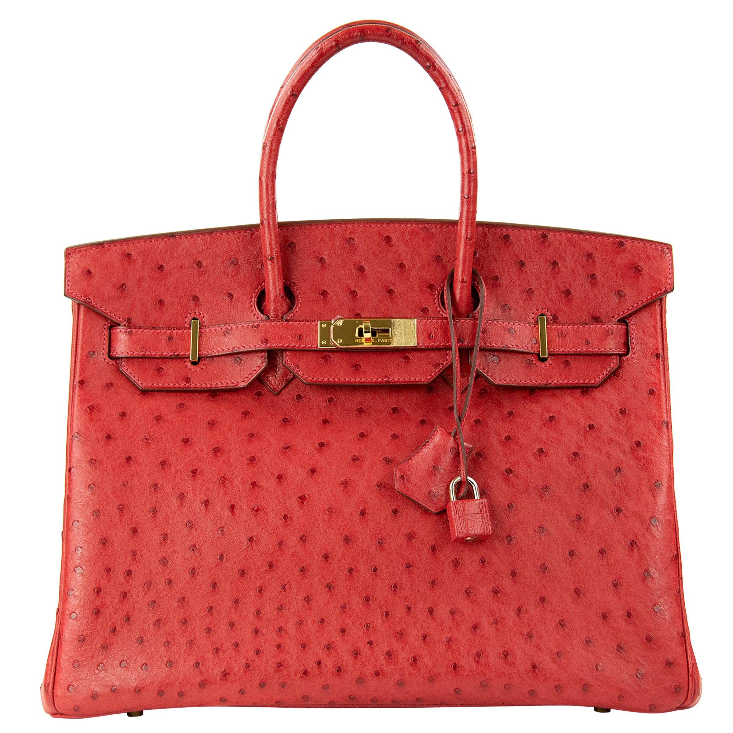 Hermes Birkin Bag 35cm Rouge VIF Ostrich GHW For Sale
