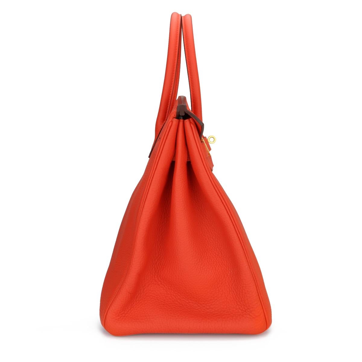 Red Hermès Birkin Bag 35cm Special Order HSS Bag Capucine Togo Leather w/GHW 2015