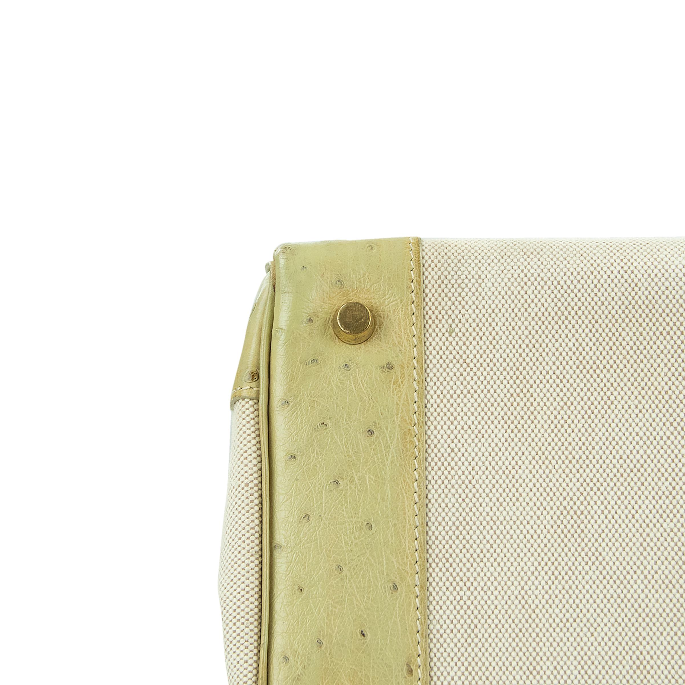 Hermes Birkin Bag 35cm Toile and Blanc Casse Ostrich GHW (Pre-Owned) für Damen oder Herren im Angebot