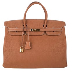 Hermes Birkin Bag 40 Iconic Gold Clemence Gold Hardware