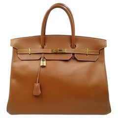 Hermès Birkin Bag 40cm Cognac Gold Brown Courtchevel Leather 