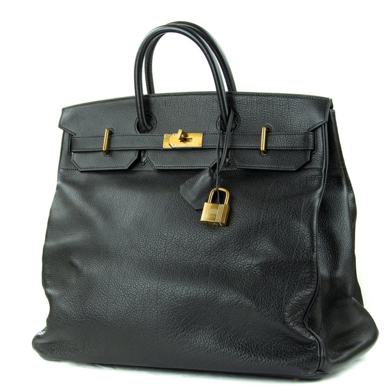 Hermès Birkin Bag 45cm Black Ardennes HAC For Sale at 1stDibs