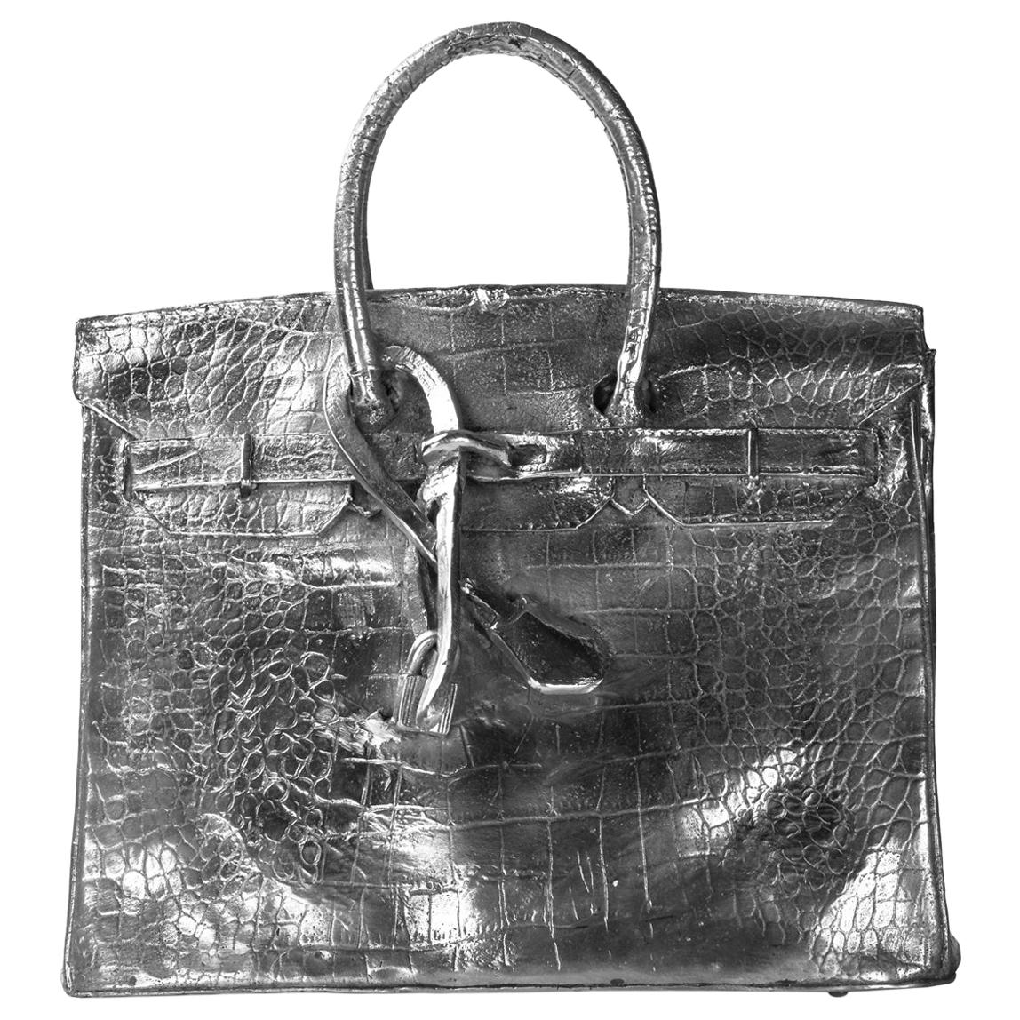 Hermes Birkin Bag Cast Aluminum Sculpture For Sale