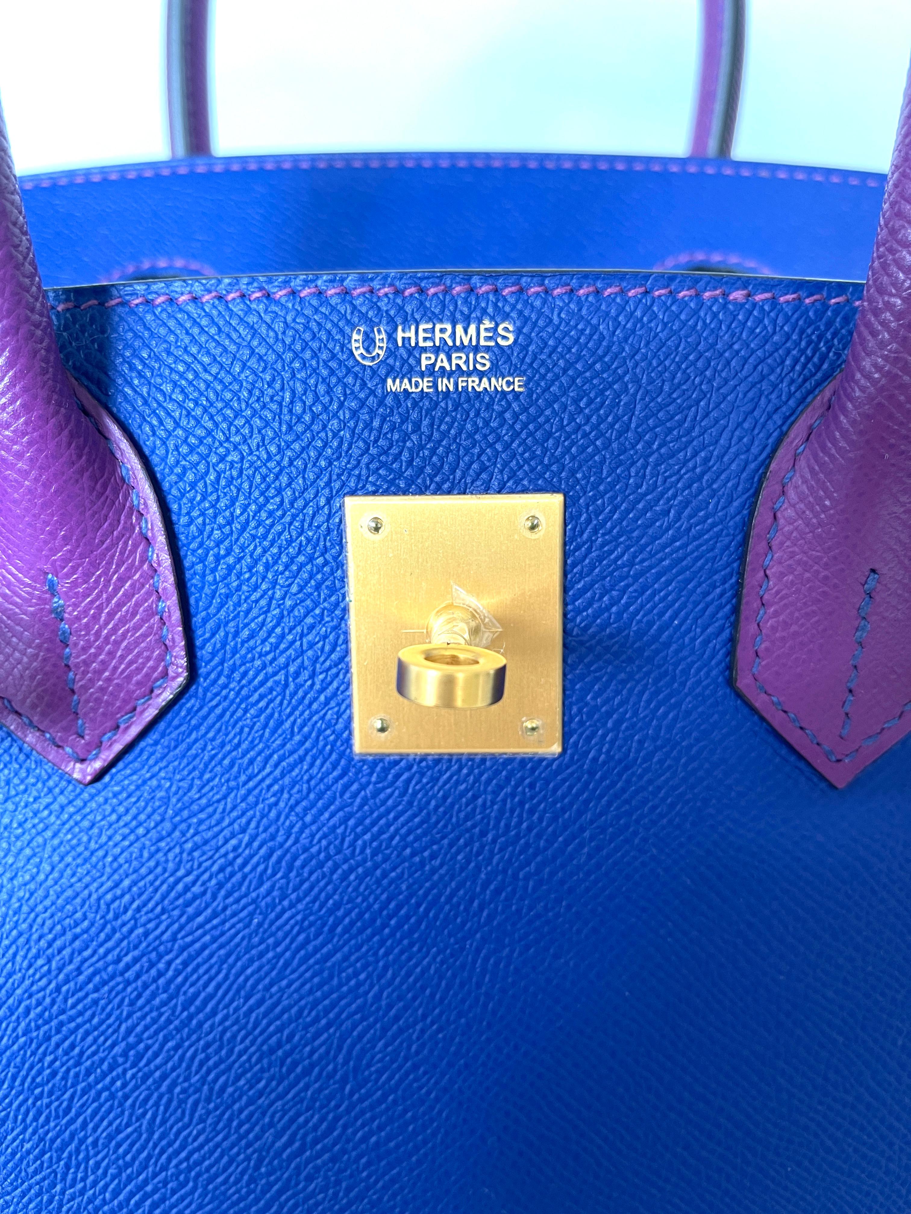Women's or Men's Hermes Birkin Bag HSS 2 Tone Anemone Blue Electric Brush Gold