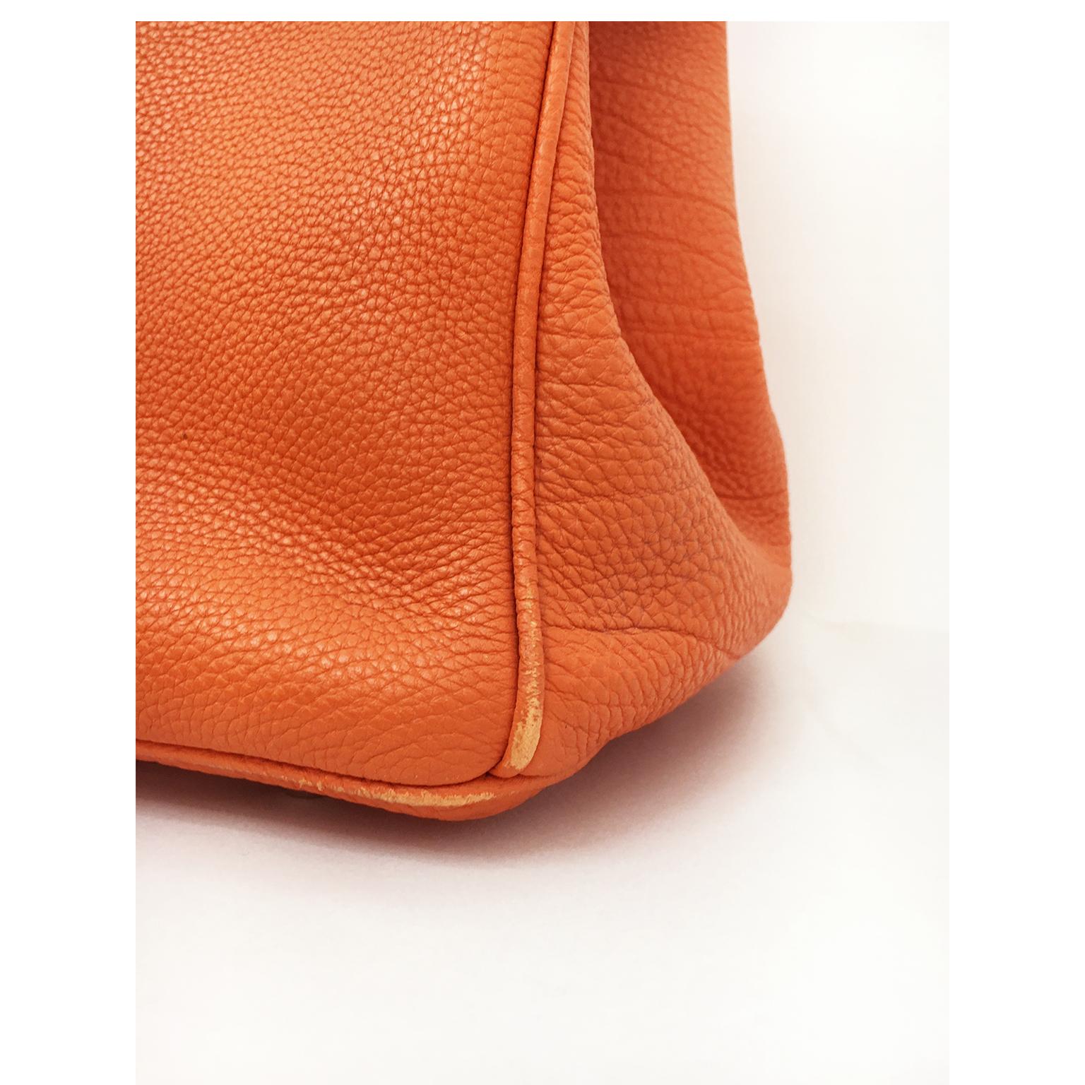 Hermes Birkin Bag Orange 40 Togo Leather Silver Palladium Hardware 6