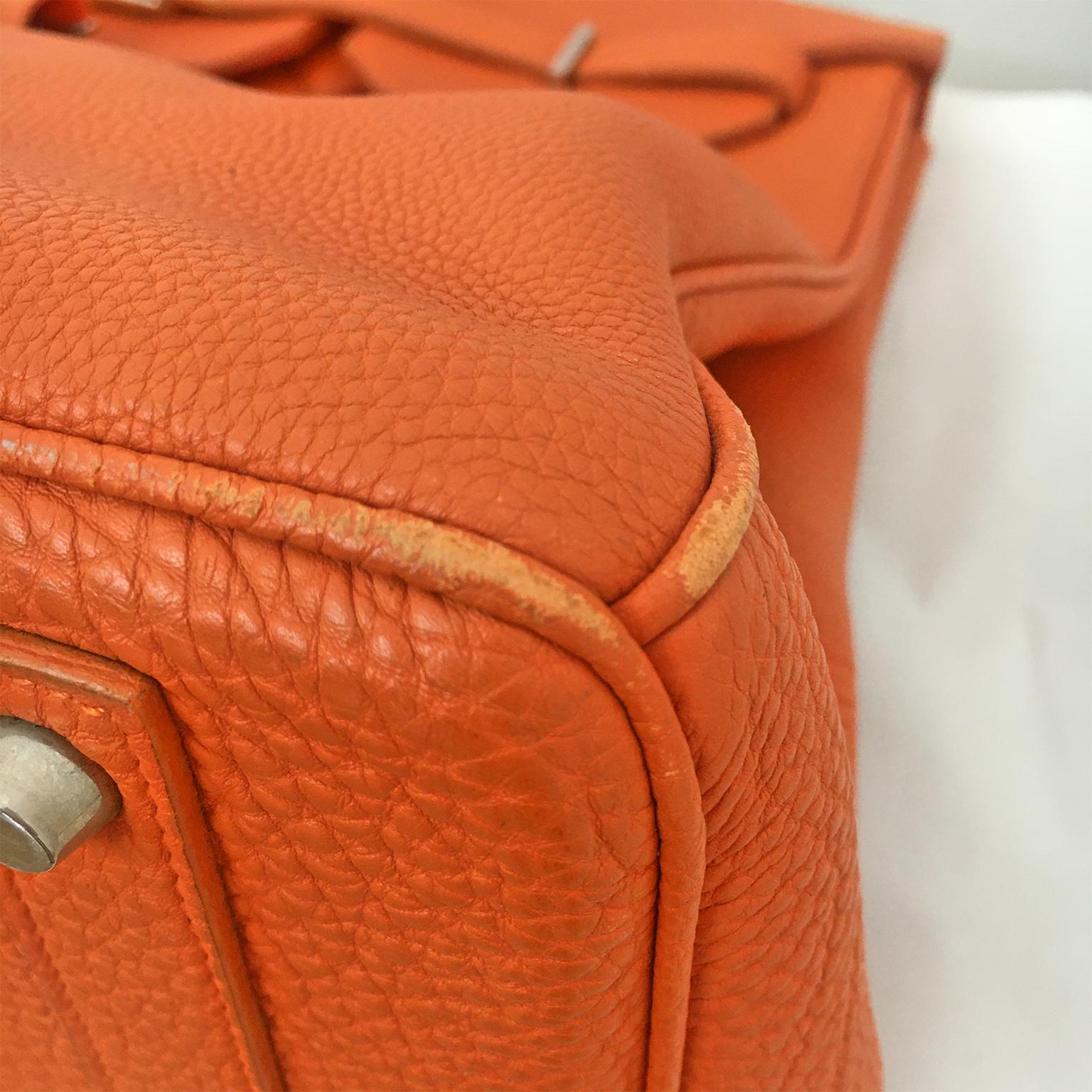 Hermes Birkin Bag Orange 40 Togo Leather Silver Palladium Hardware 7