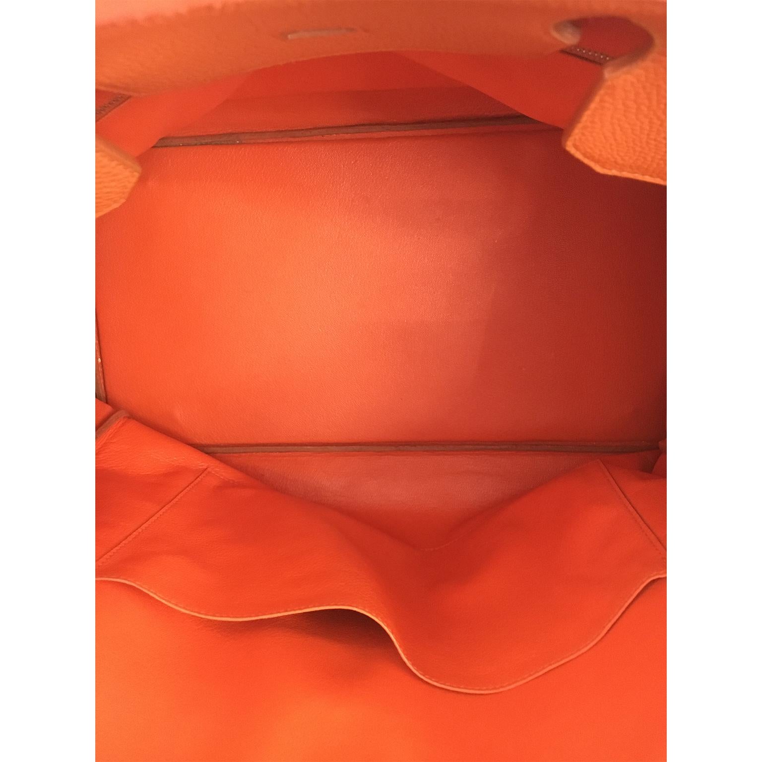 Hermes Birkin Bag Orange 40 Togo Leather Silver Palladium Hardware 8