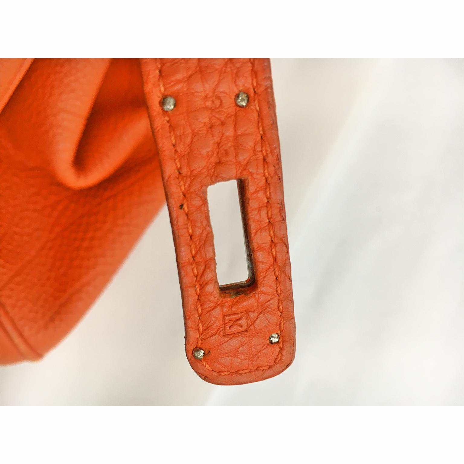 Hermes Birkin Bag Orange 40 Togo Leather Silver Palladium Hardware 9