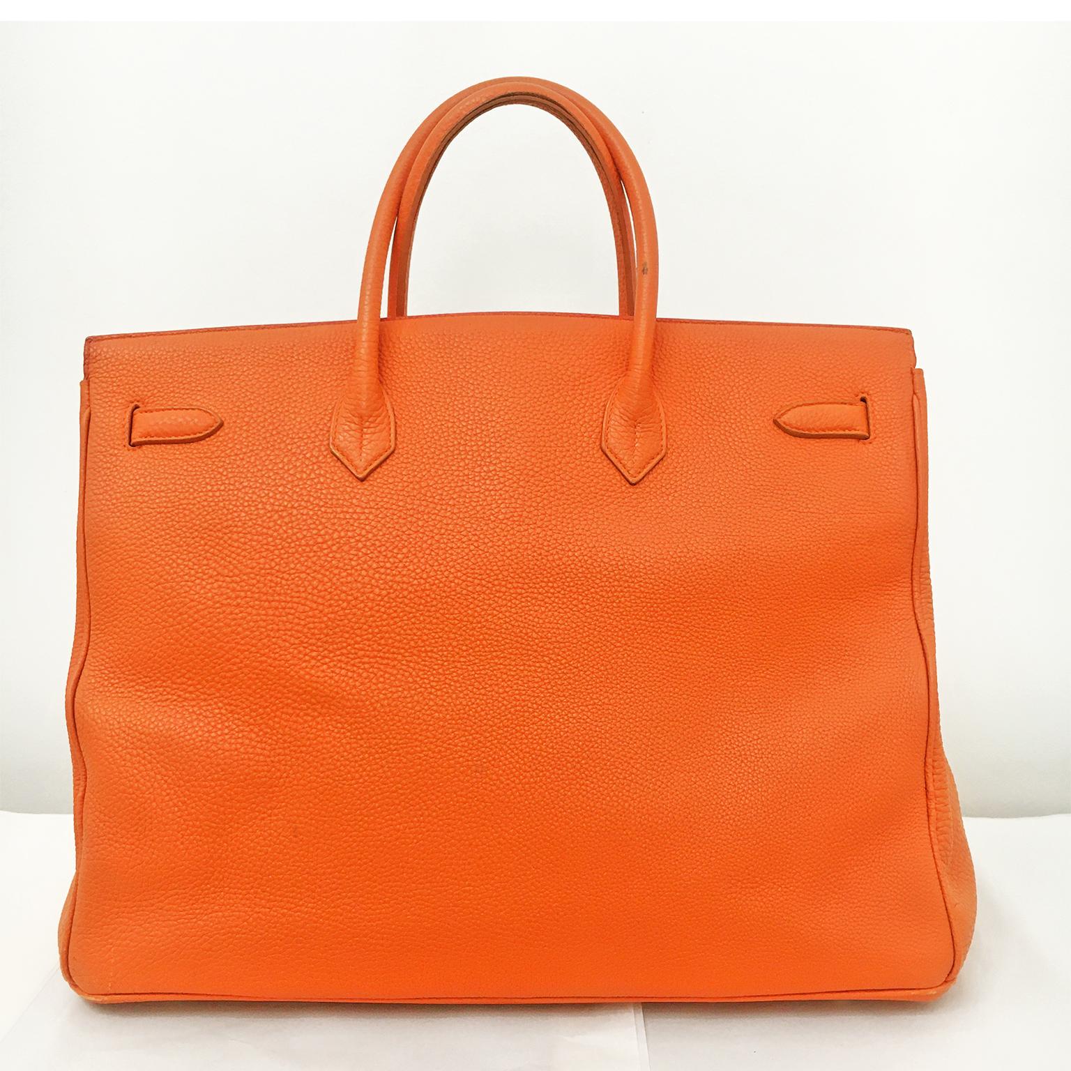 Hermes Birkin Bag Orange 40 Togo Leather Silver Palladium Hardware 5