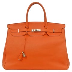 Hermes Birkin Bag Orange 40 Togo Leather Silver Palladium Hardware