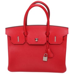 Hermes Birkin Bag Rouge Casaque Togo Palladium Hardware AC Stamp