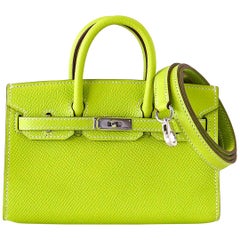 HERMES TINY BIRKIN 15 2way Mini Hand Bag purse Kiwi Veau Epsom ☐N 52MN  81296