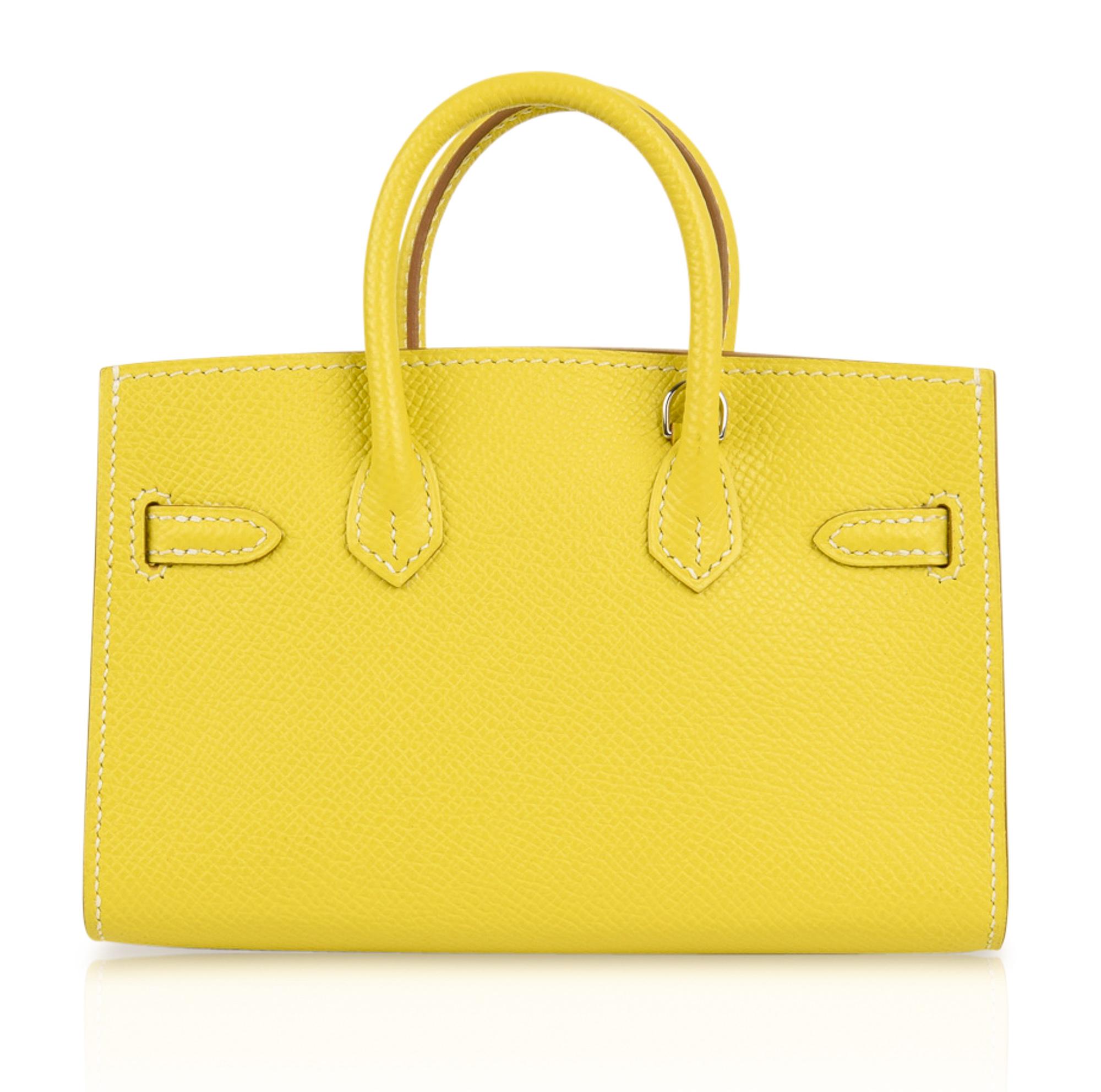 Yellow Hermes Birkin Bag Tiny Miniature Micro Lime Limited Edition