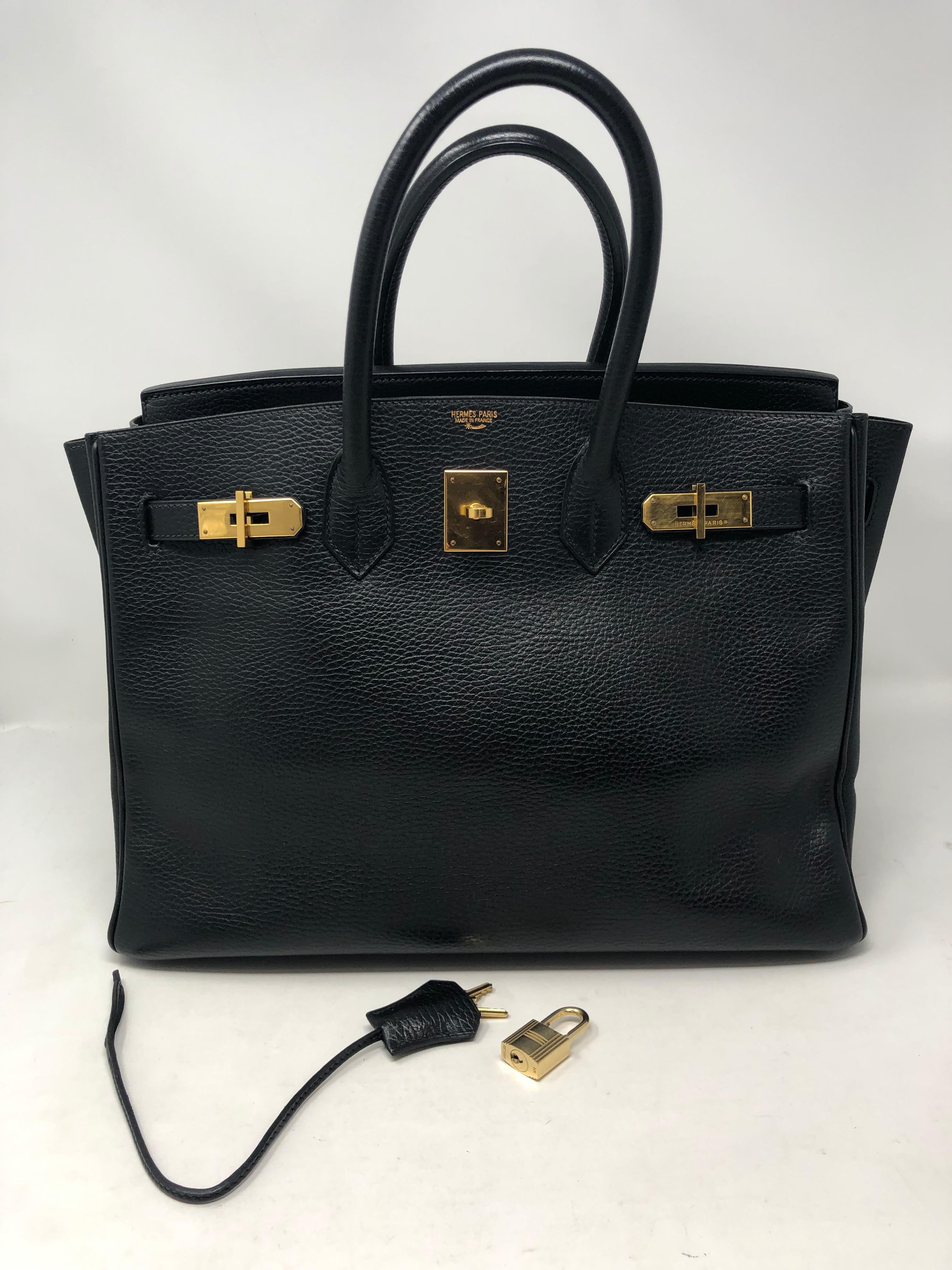 Hermes Black Birkin 35 with gold hardware. Rare 