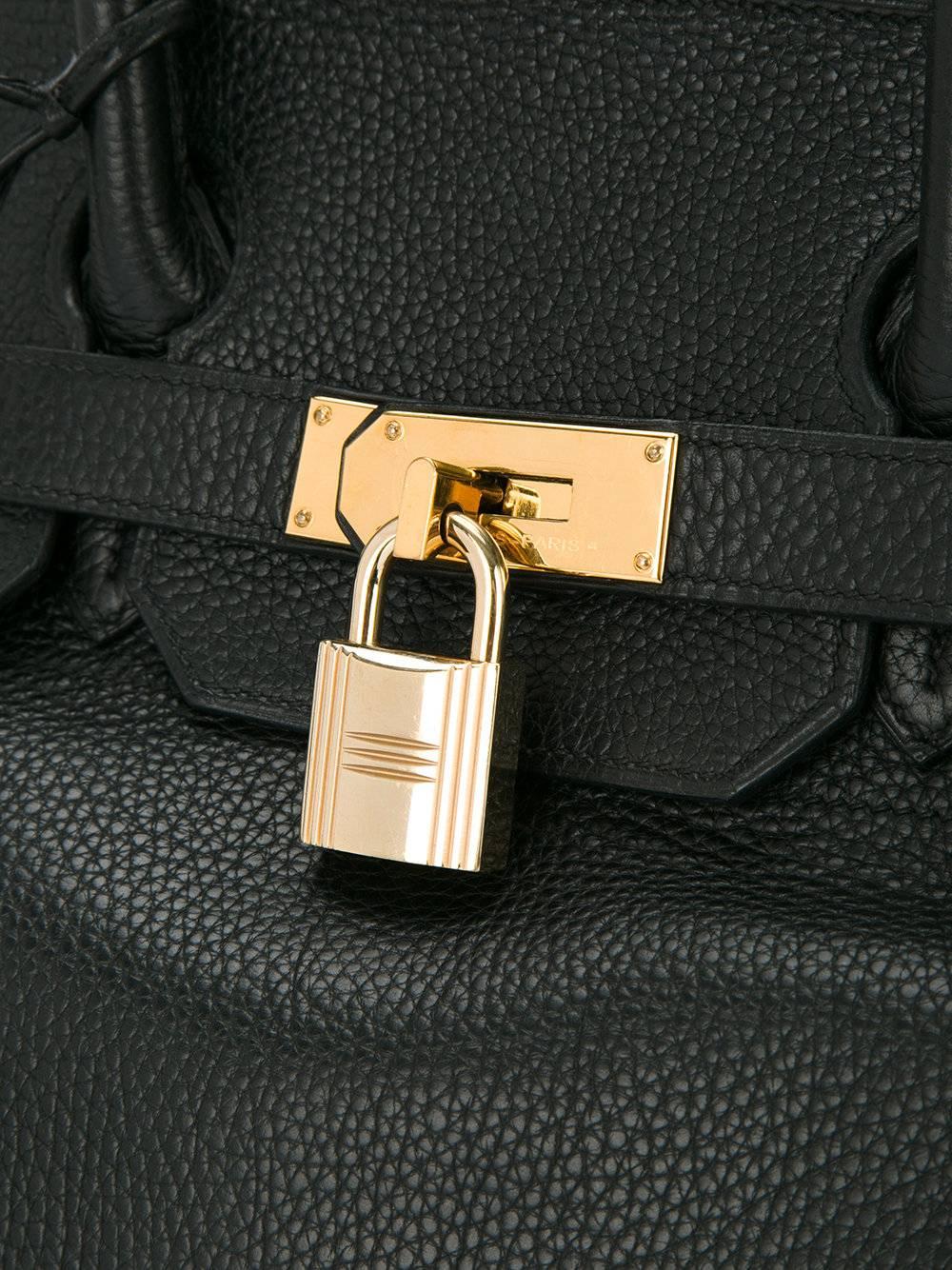 Hermes Birkin Black Leather Gold Hardware Top Handle Satchel Bag and Accessories In Excellent Condition In Chicago, IL