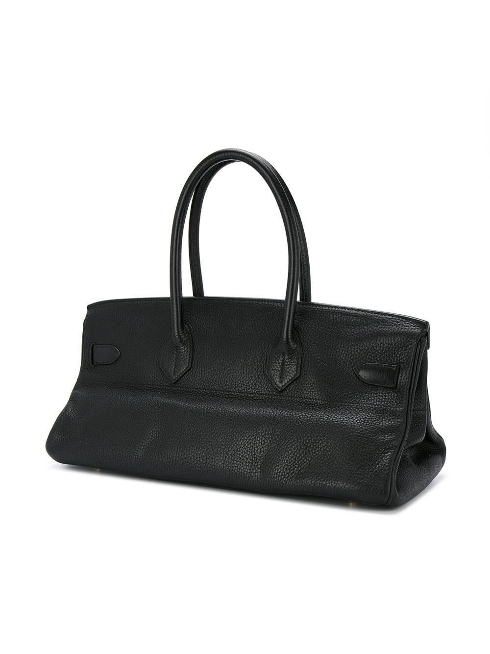 Hermes Birkin Black Leather Gold Hardware Top Handle Satchel Bag and Accessories 1