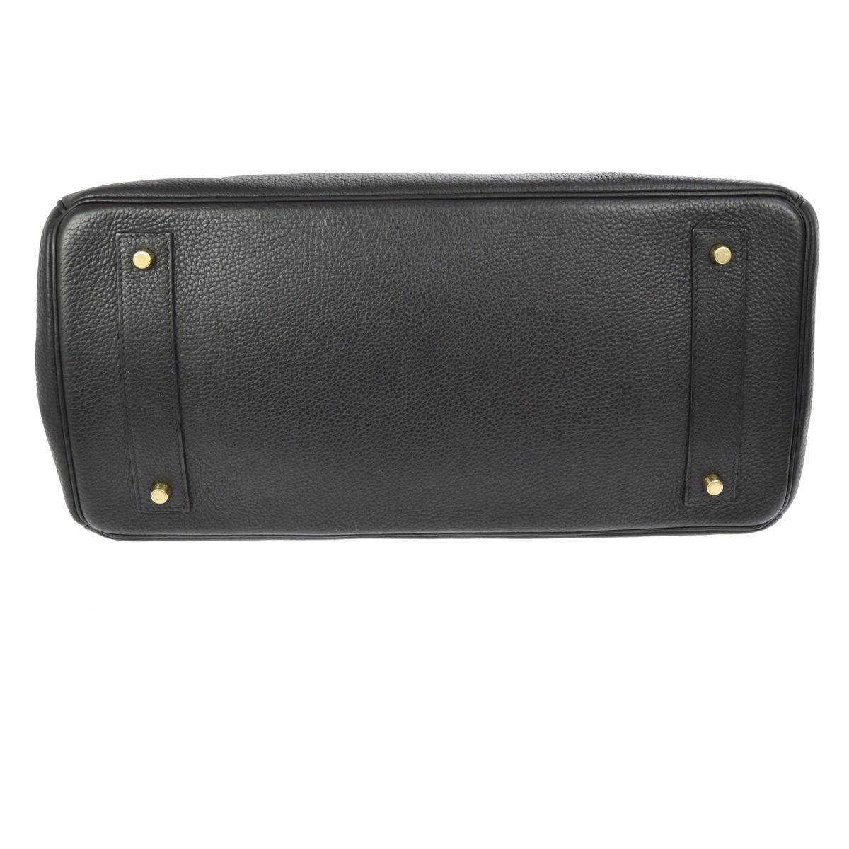 Hermes Birkin Black Leather Gold Hardware Top Handle Satchel Bag and Accessories 2