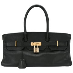 Hermes Birkin Black Leather Gold Hardware Top Handle Satchel Bag and Accessories