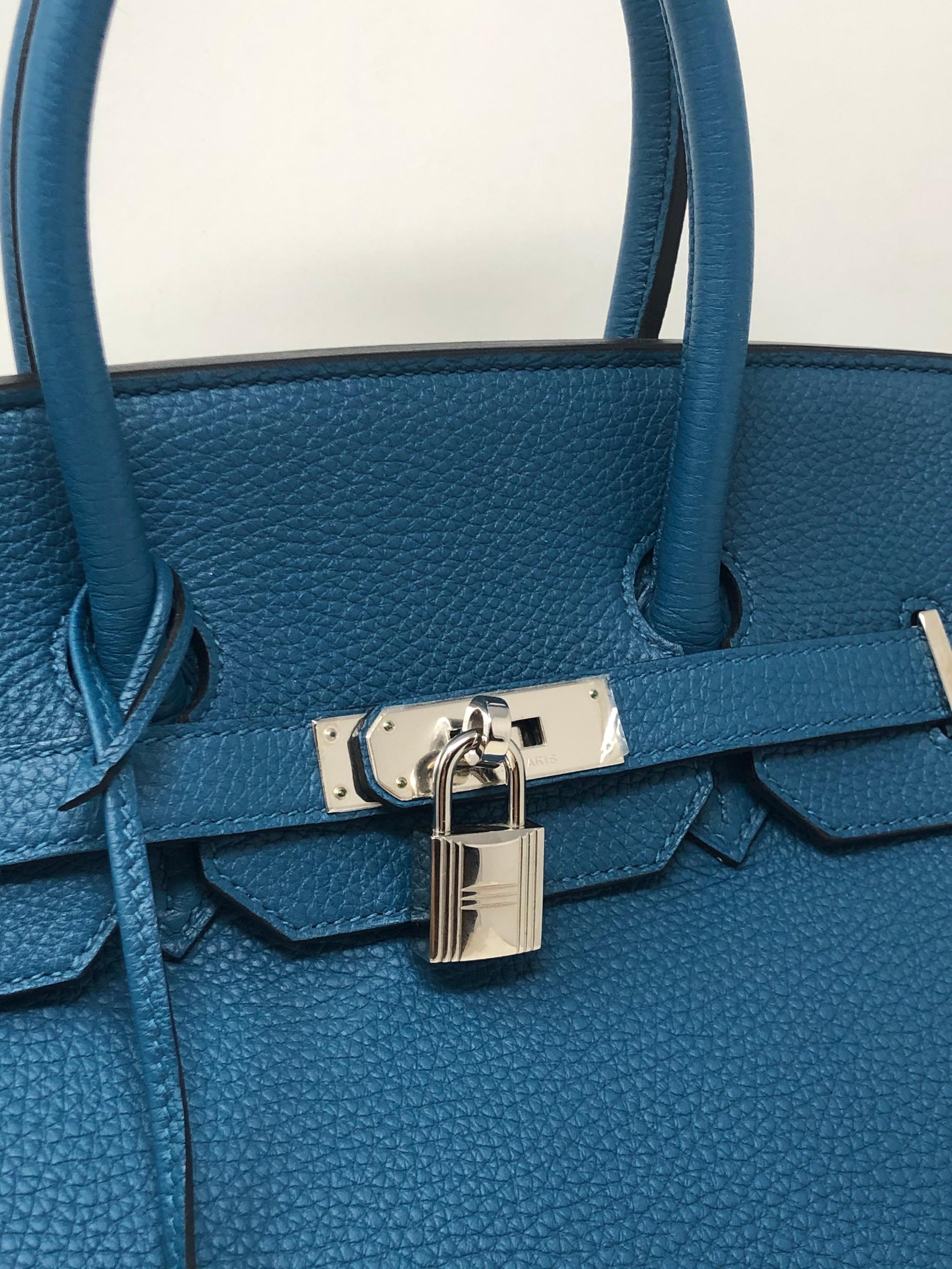 Hermes Birkin Bleu Cobalt 35 Bag In Excellent Condition In Athens, GA