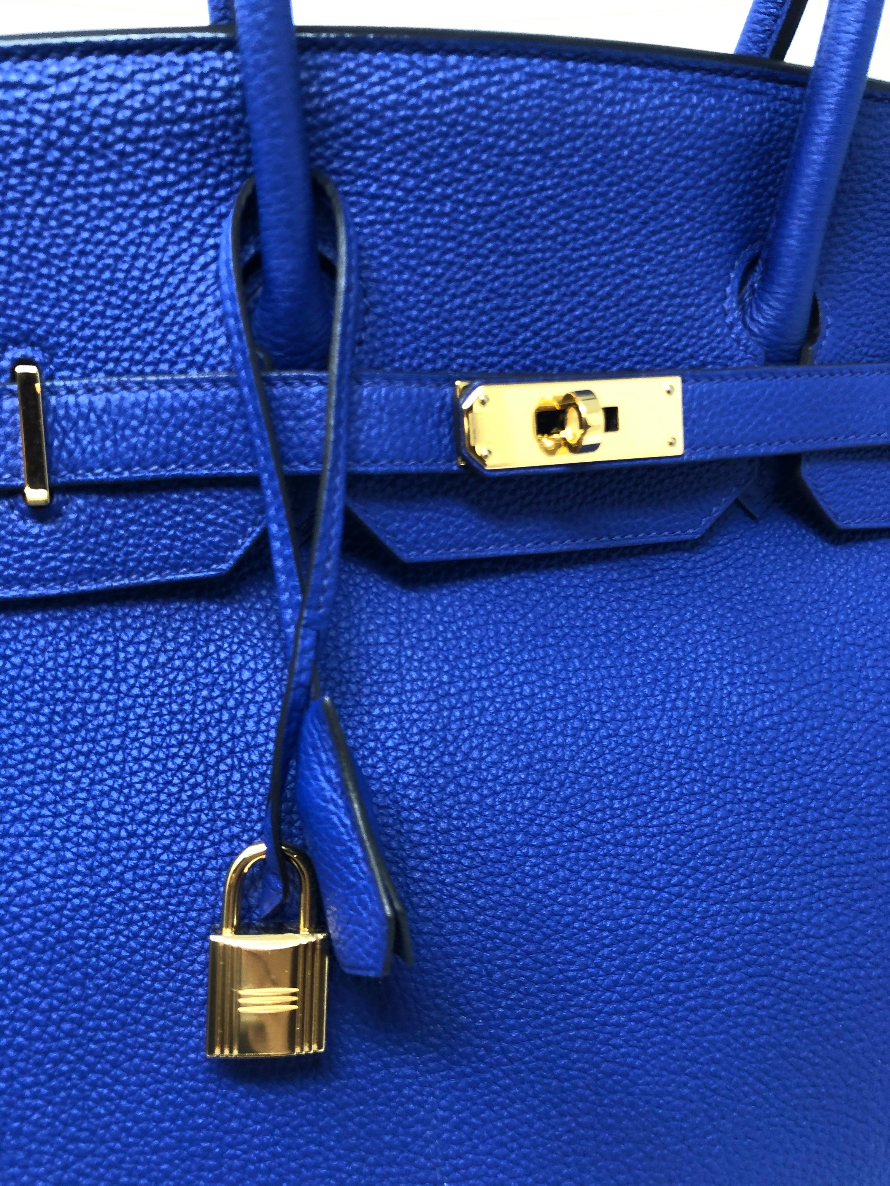 Purple Hermes Birkin Bleu Electrique 35 Bag 