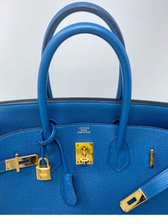 Hermes Birkin Blue Colvert 35 Bag