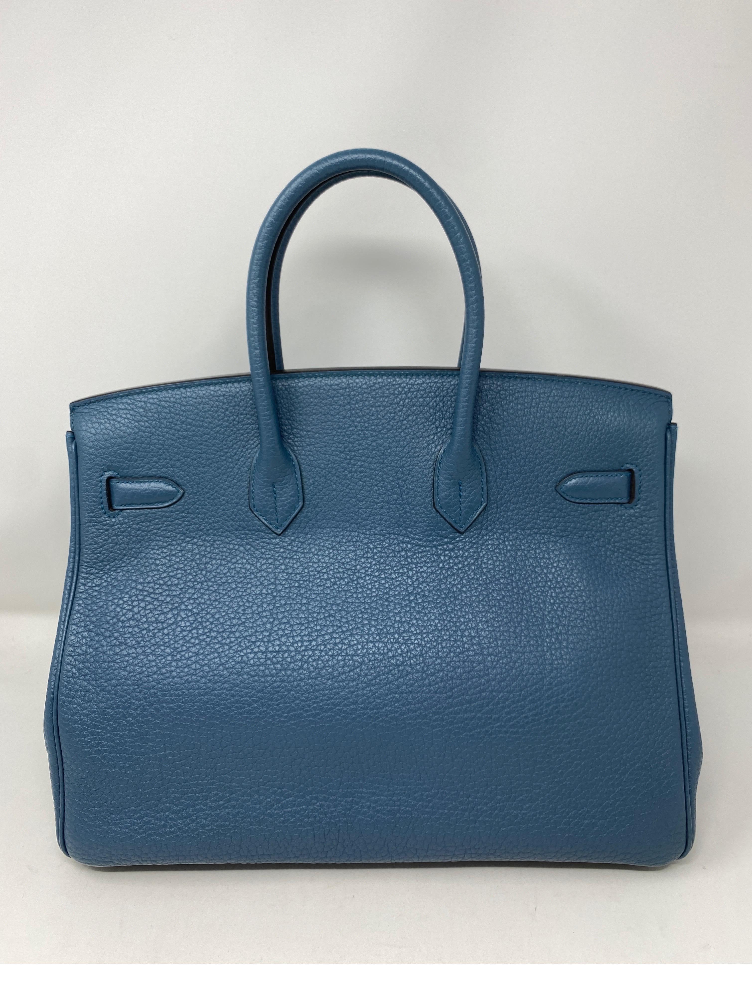 Hermes Birkin Blue Colvert Bag  3