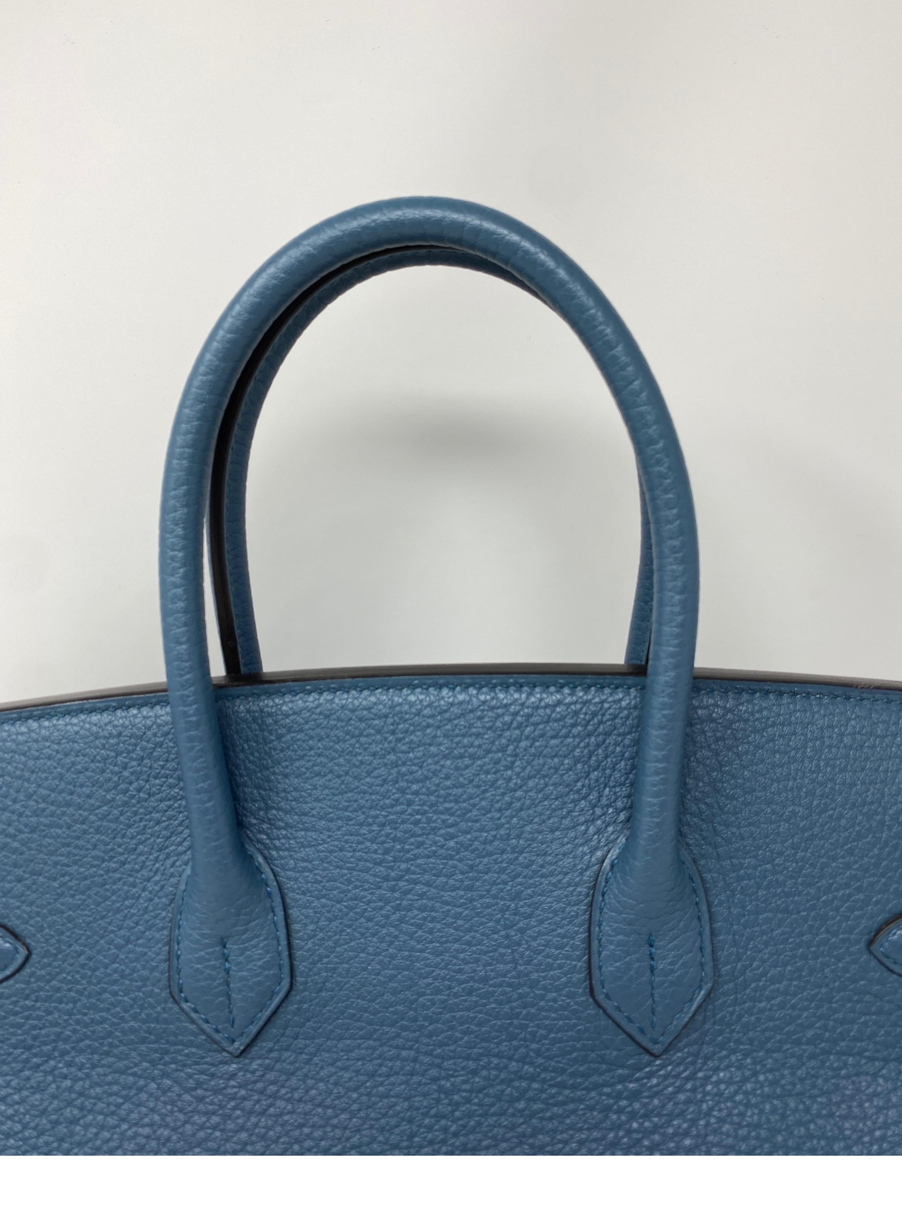 Hermes Birkin Blue Colvert Bag  4