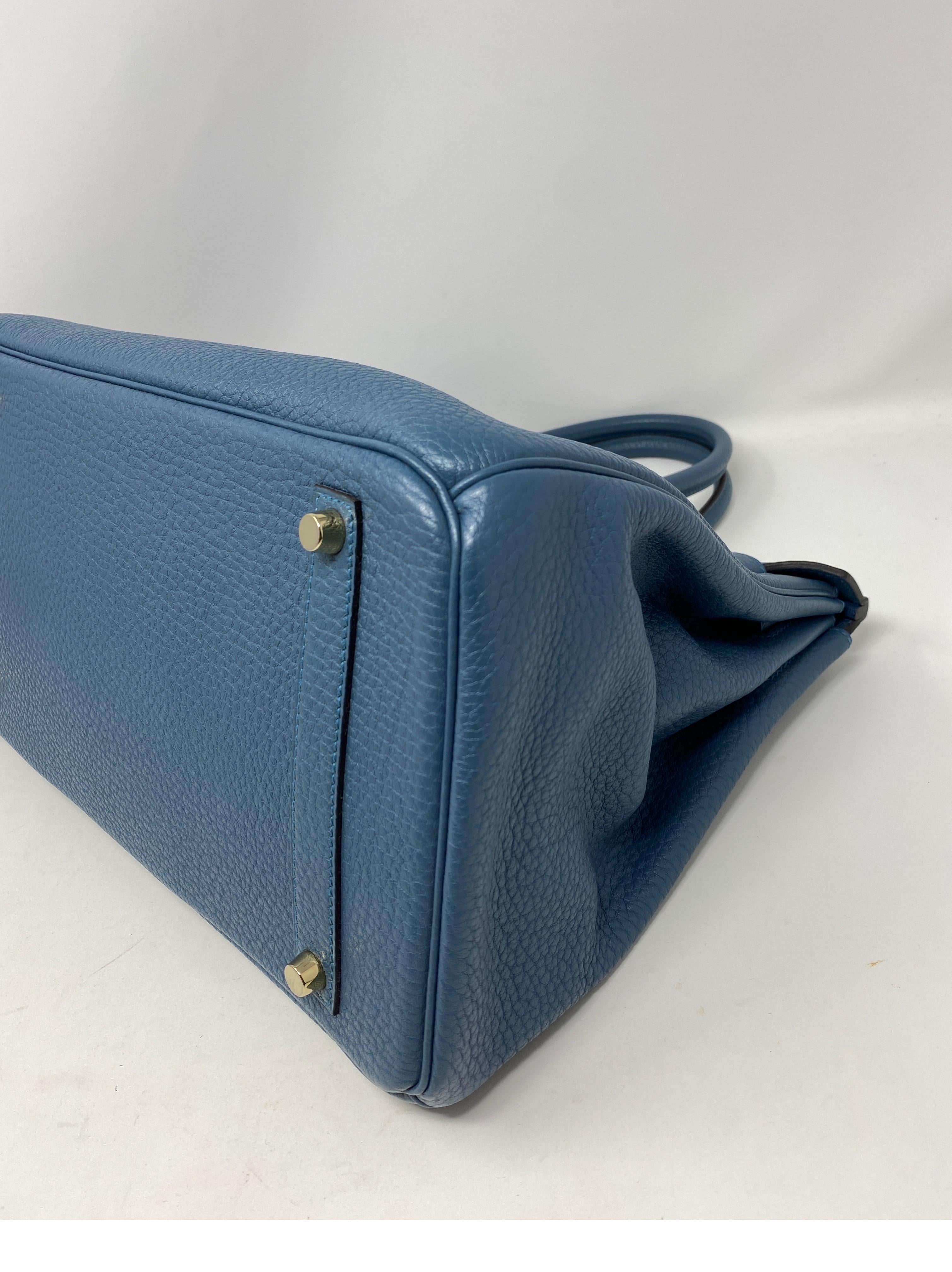 Hermes Birkin Blue Colvert Bag  6
