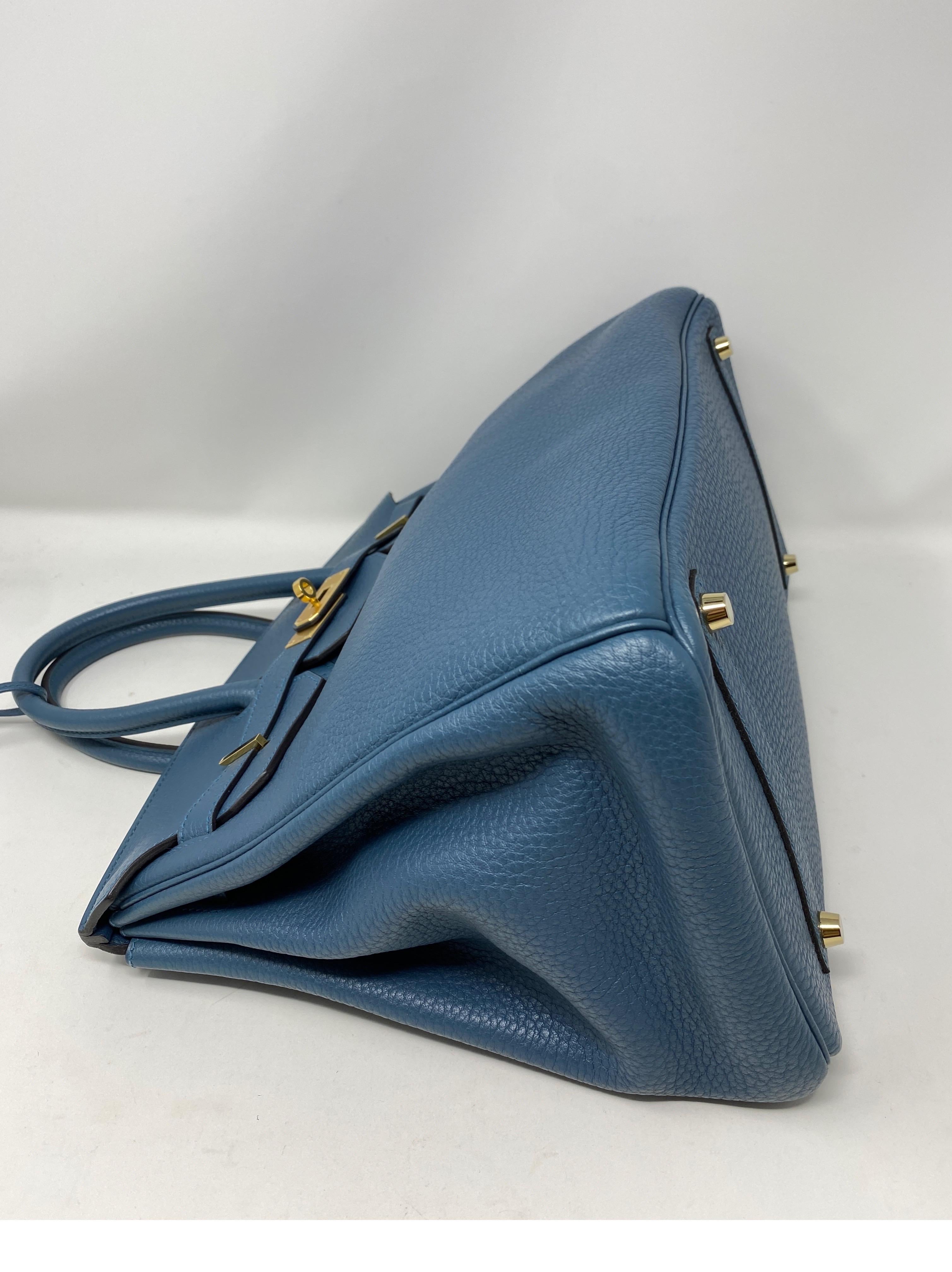 Hermes Birkin Blue Colvert Bag  7