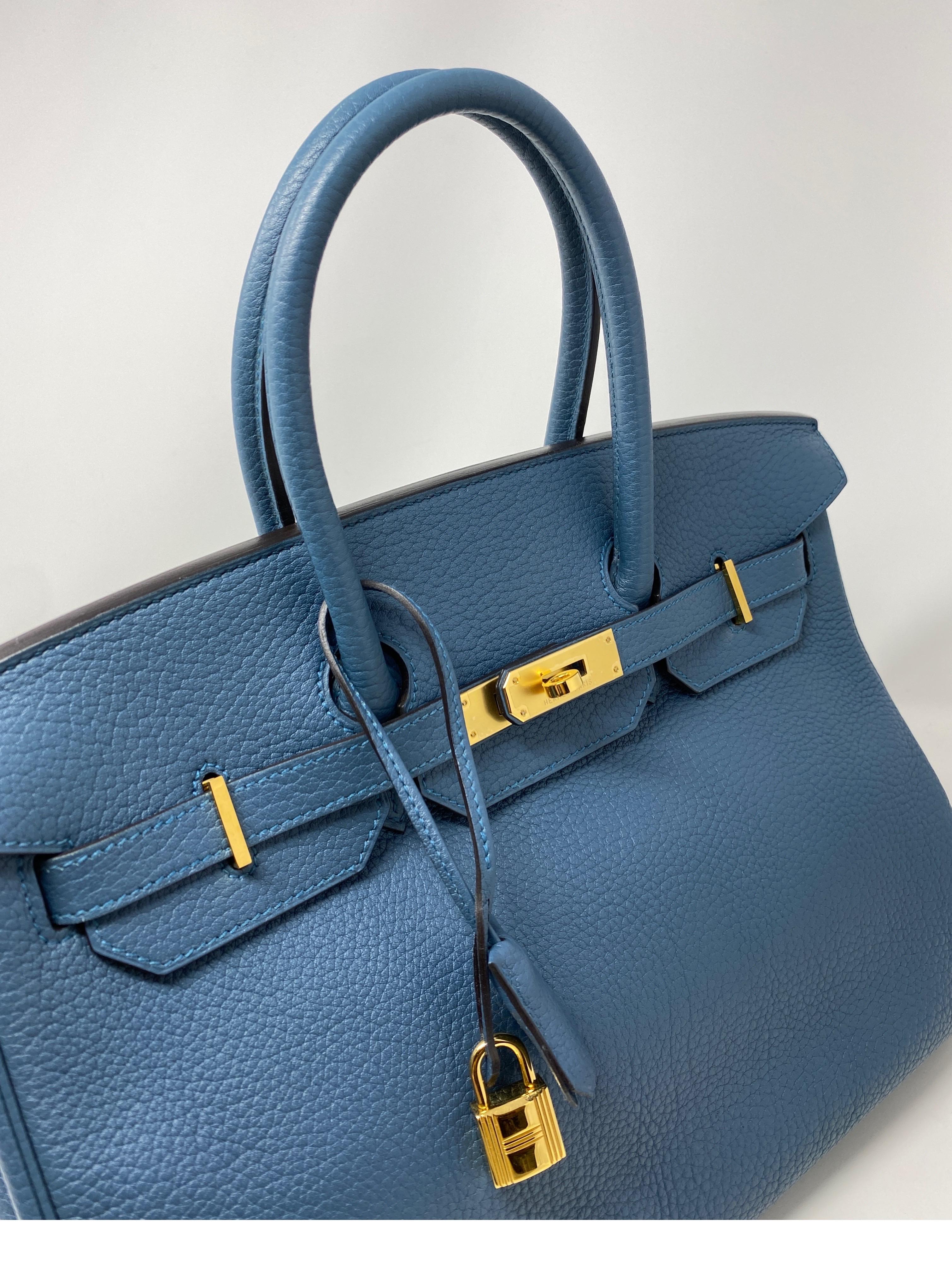 Hermes Birkin Blue Colvert Bag  8