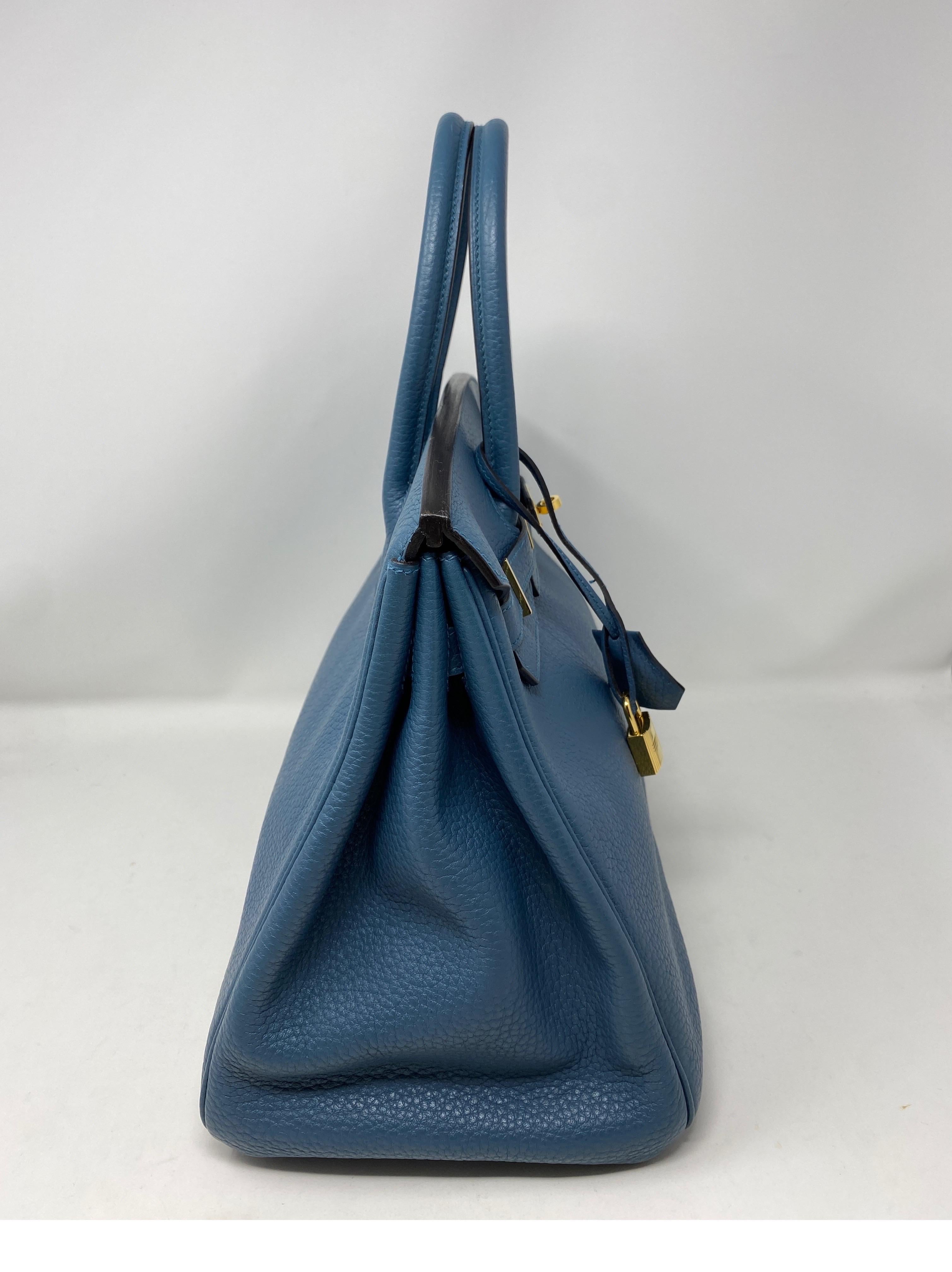 Hermes Birkin Blue Colvert Bag  9