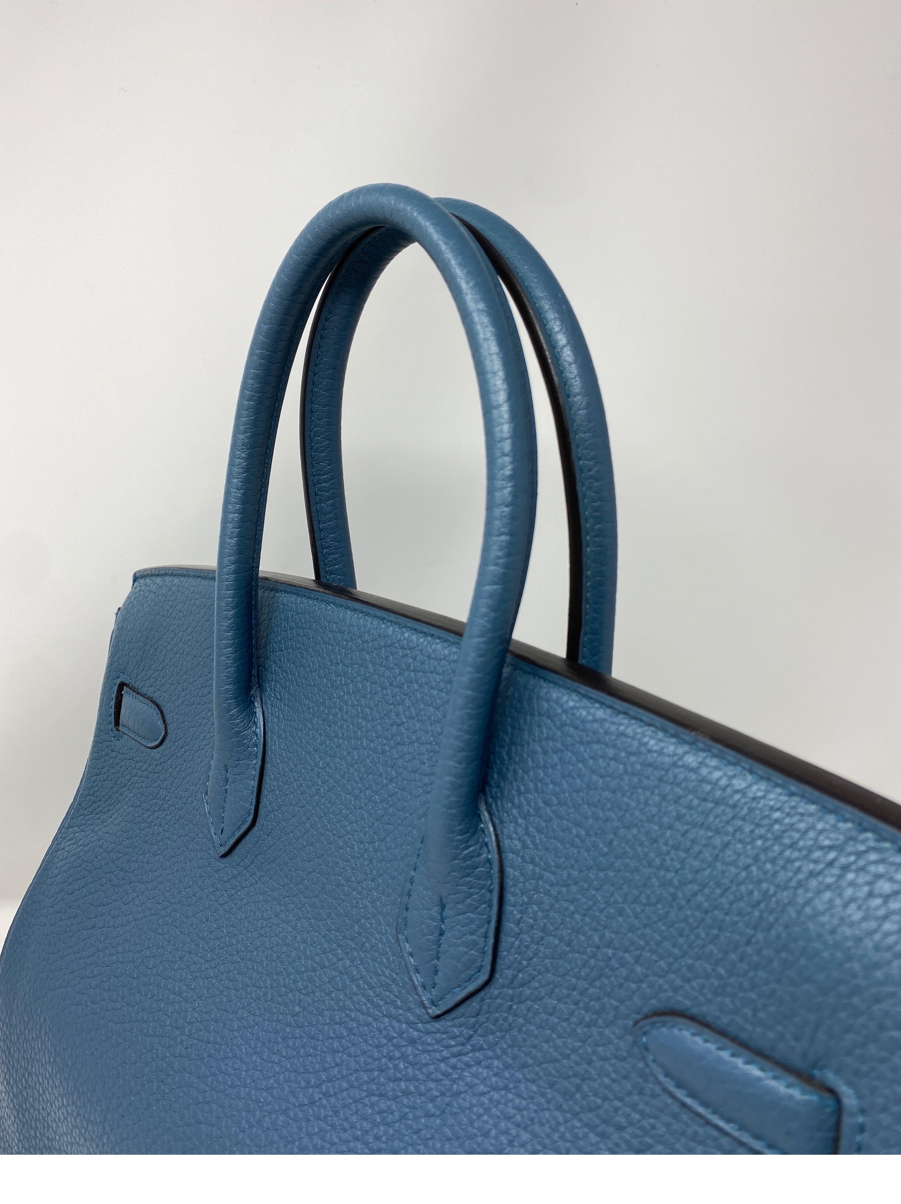 Hermes Birkin Blue Colvert Bag  10
