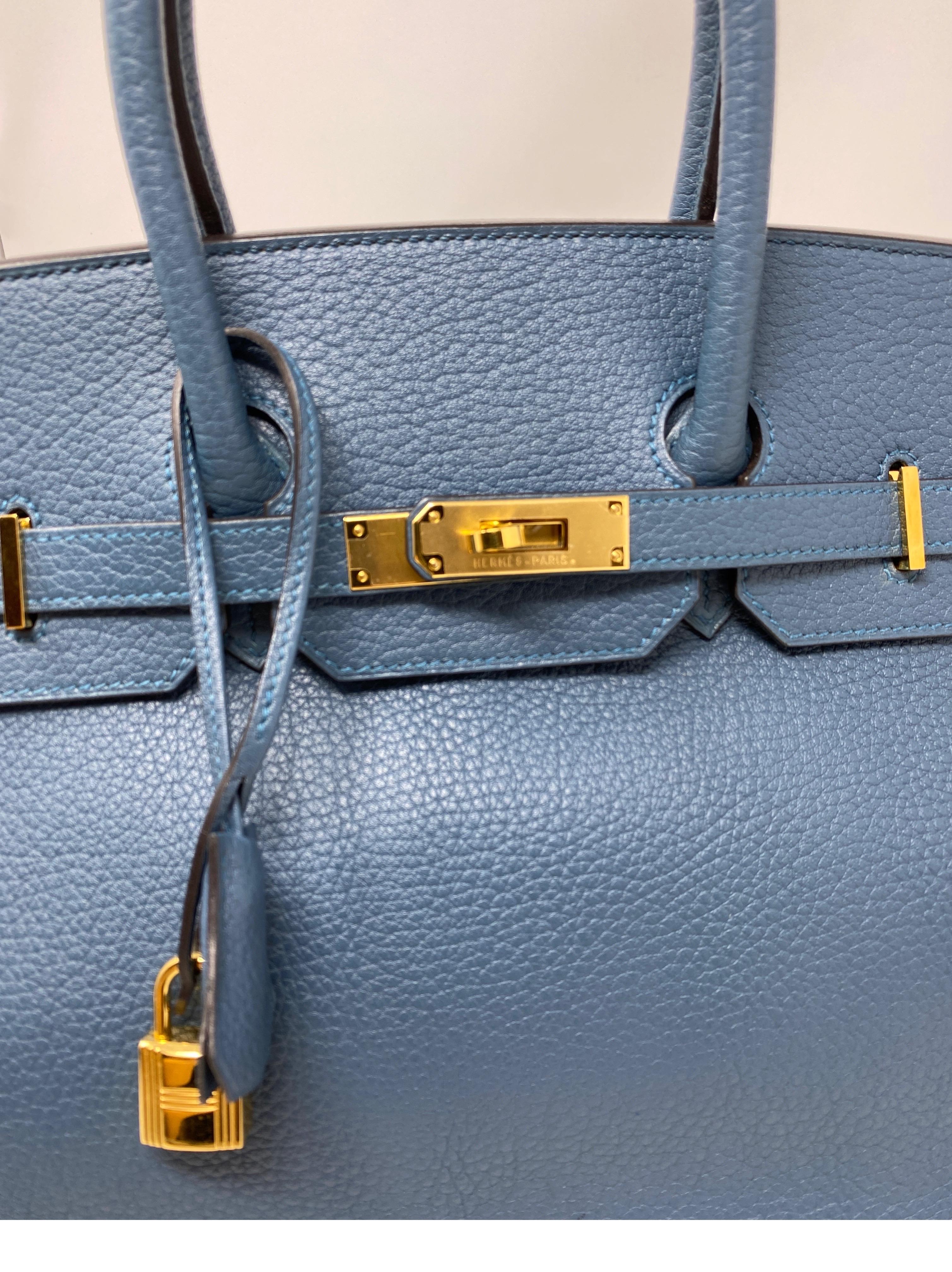 Hermes Birkin Blue Colvert Bag  11