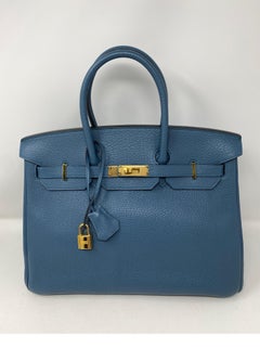 Hermes Birkin Blue Colvert Bag
