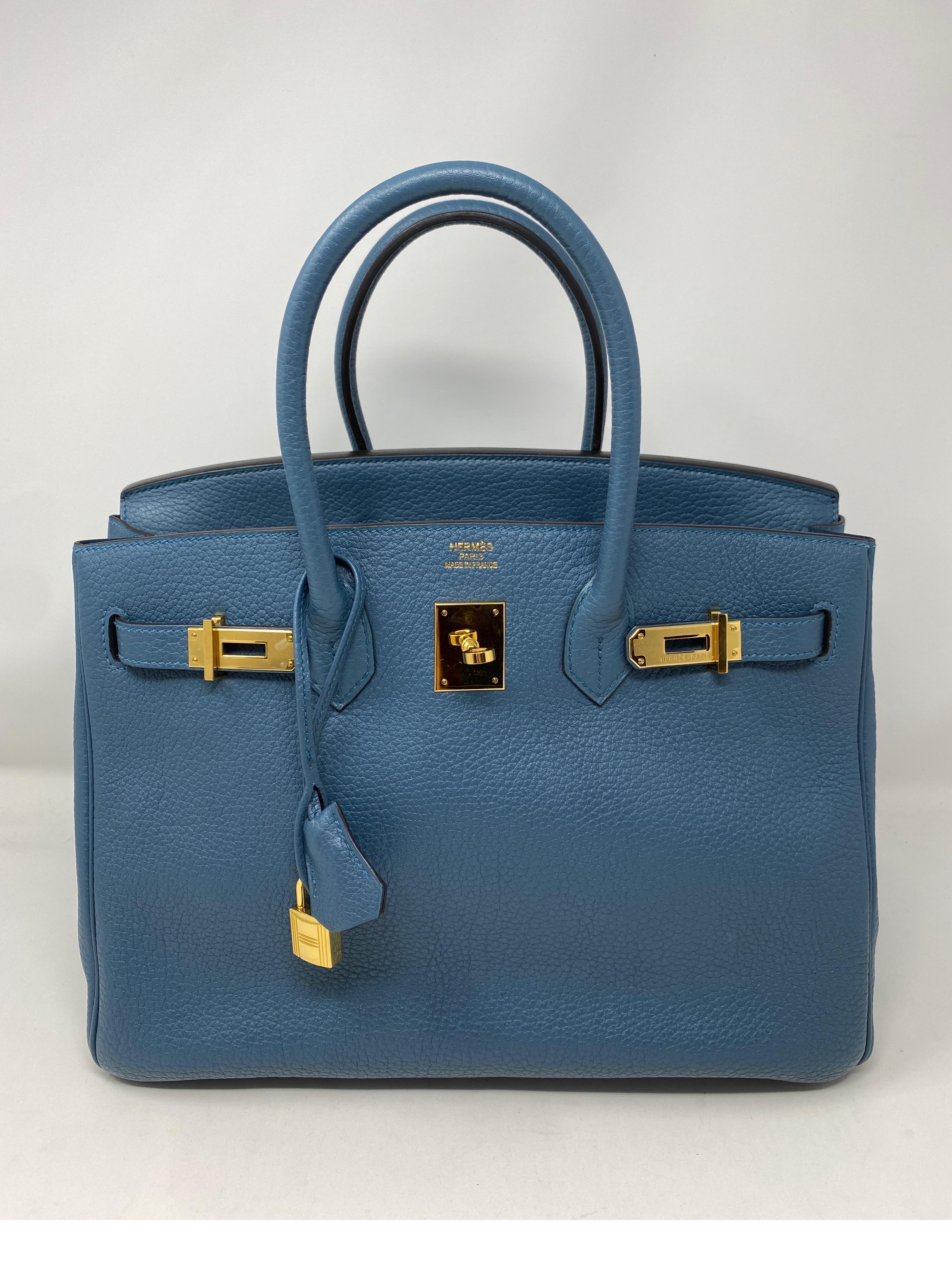 Women's or Men's Hermes Birkin Blue Colvert Bag 