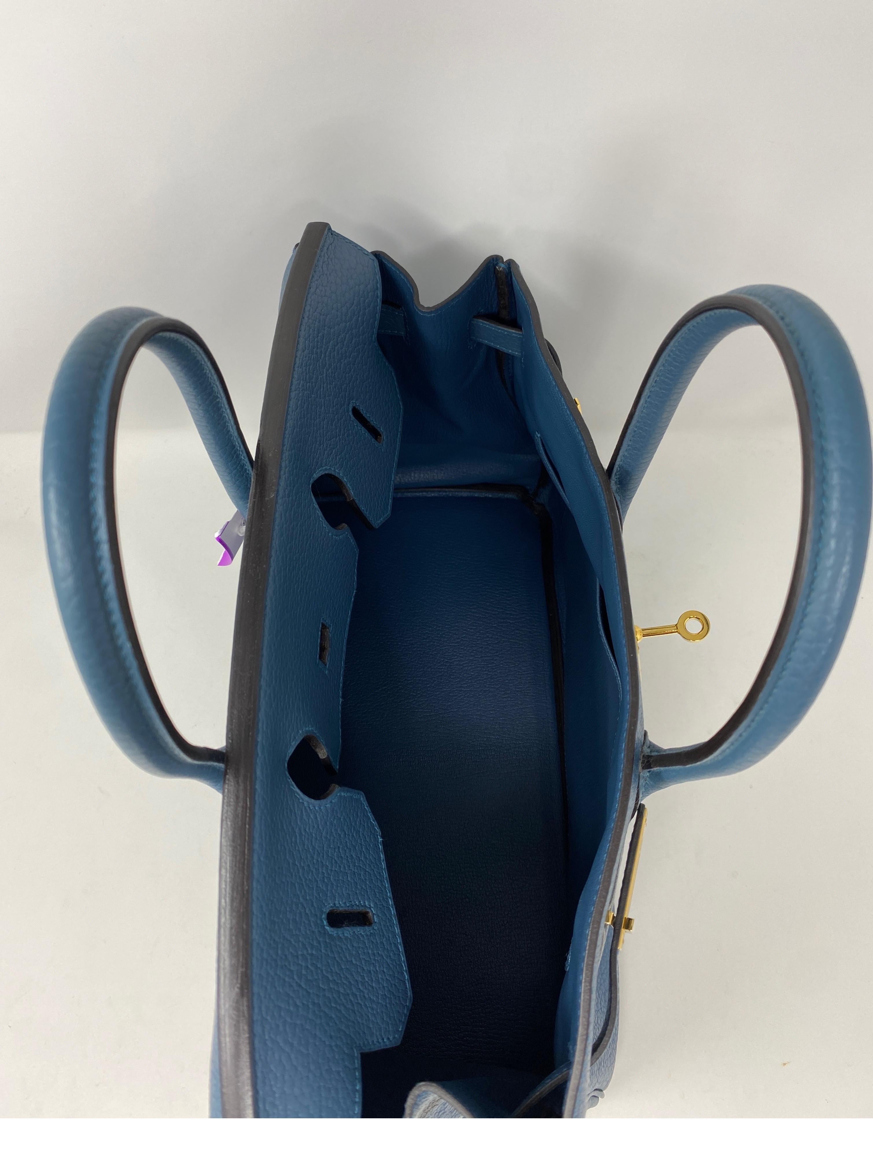 Hermes Birkin Blue Colvert Bag  2