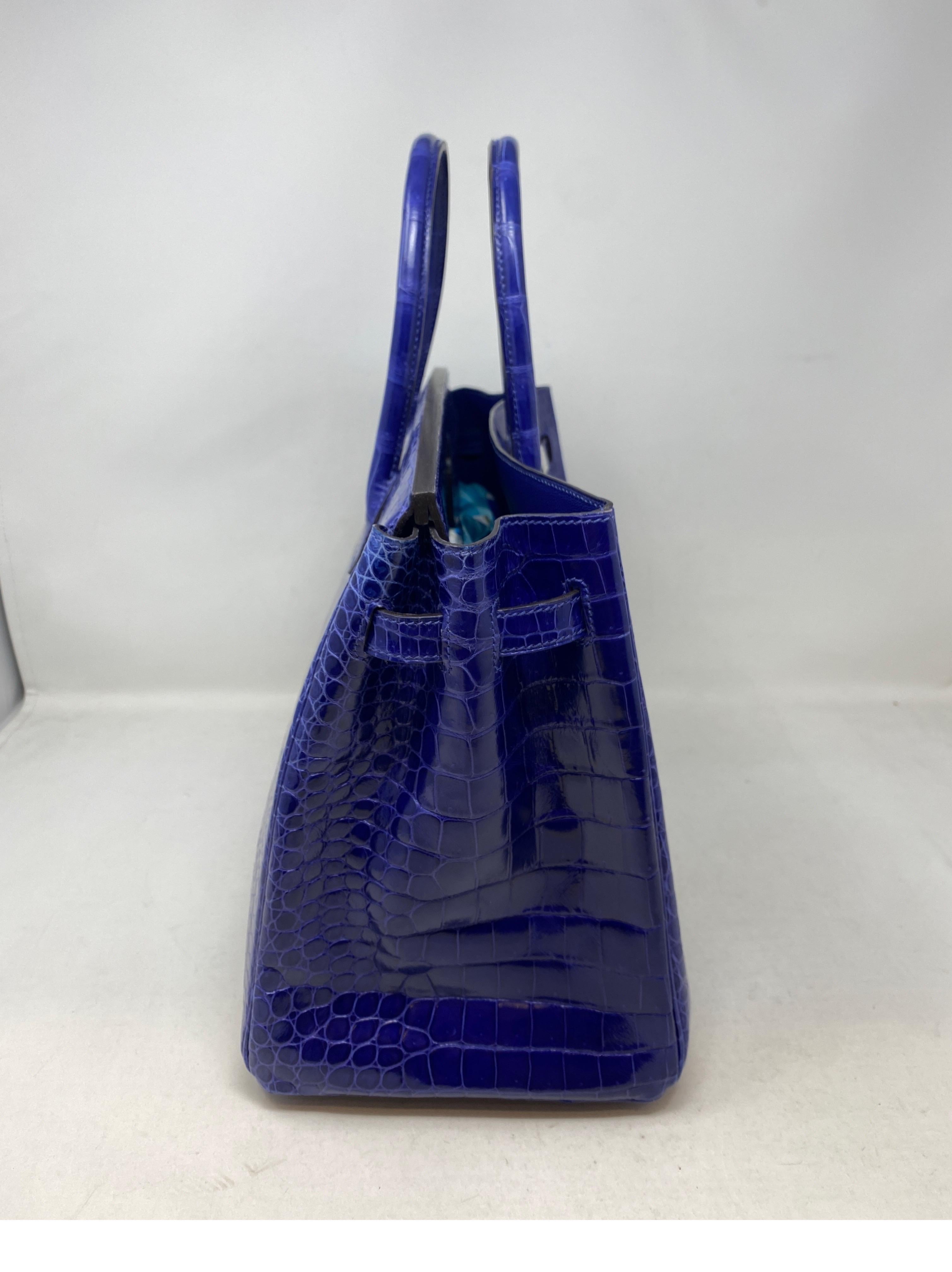 Hermes Birkin Blue Electrique Crocodile 35 Bag 2