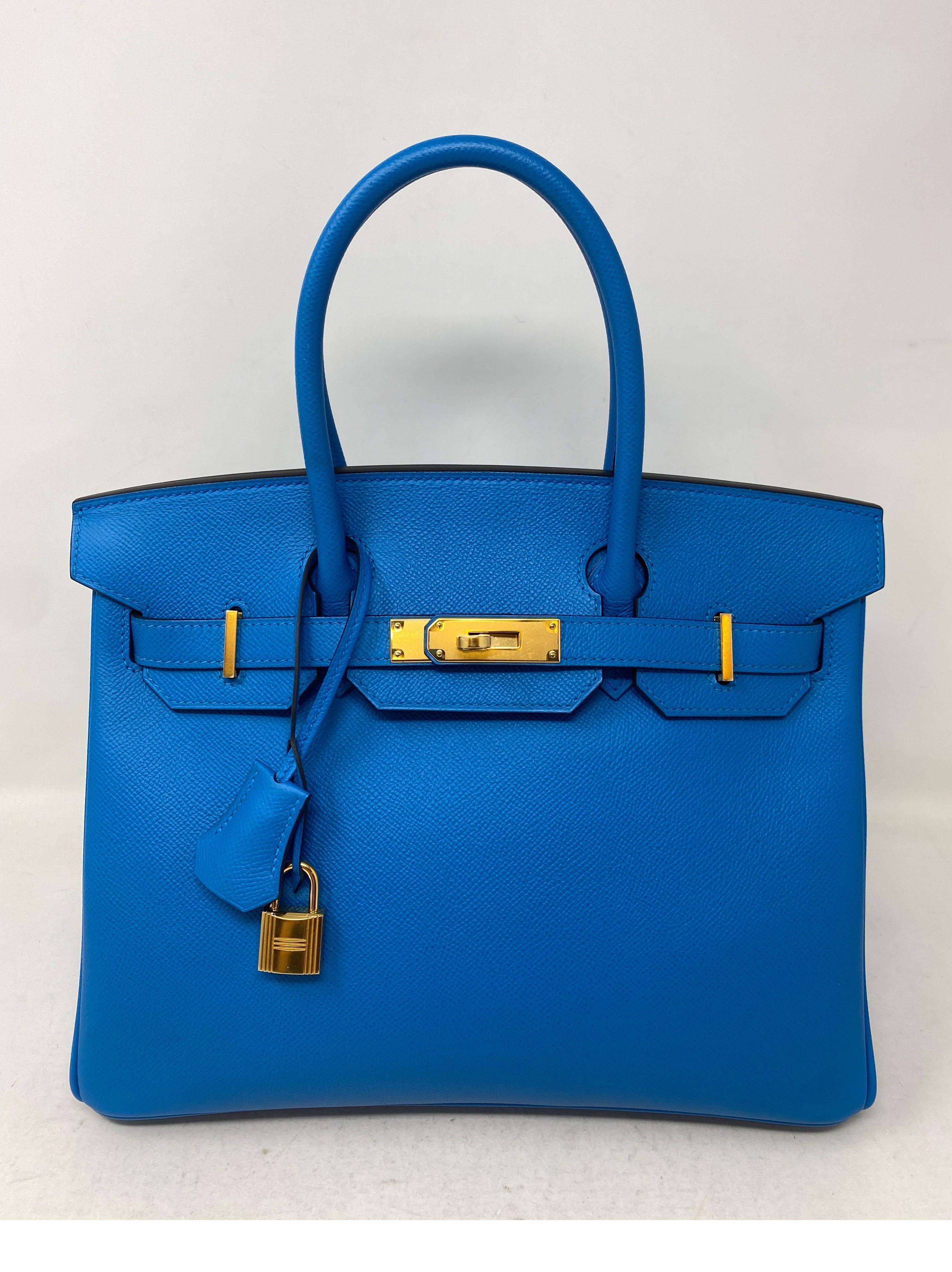 Hermes Birkin Blue Zanzibar 30 Bag  12