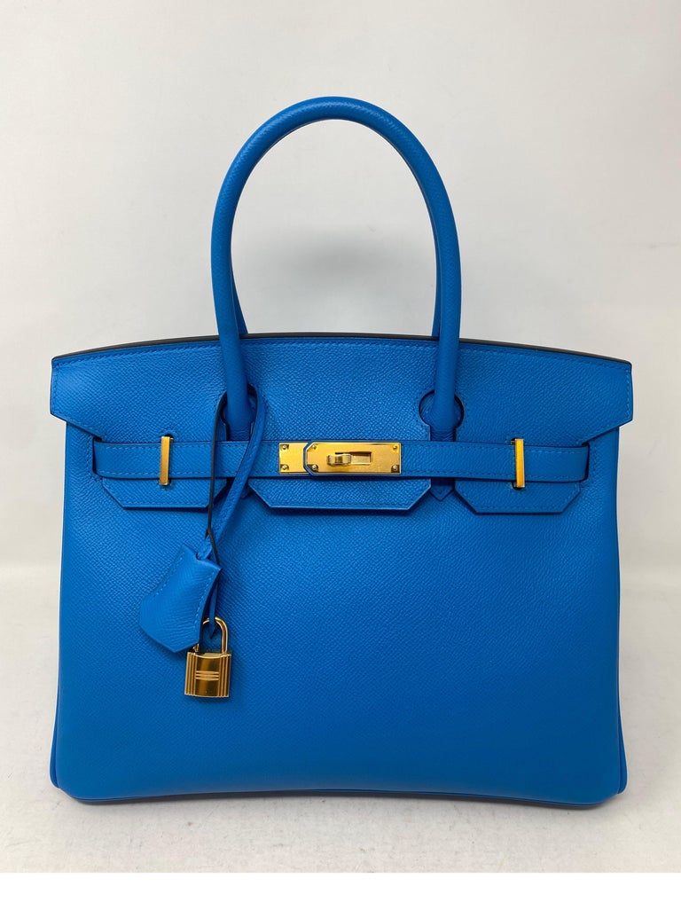Hermes Birkin Blue Zanzibar 30 Bag at 1stDibs