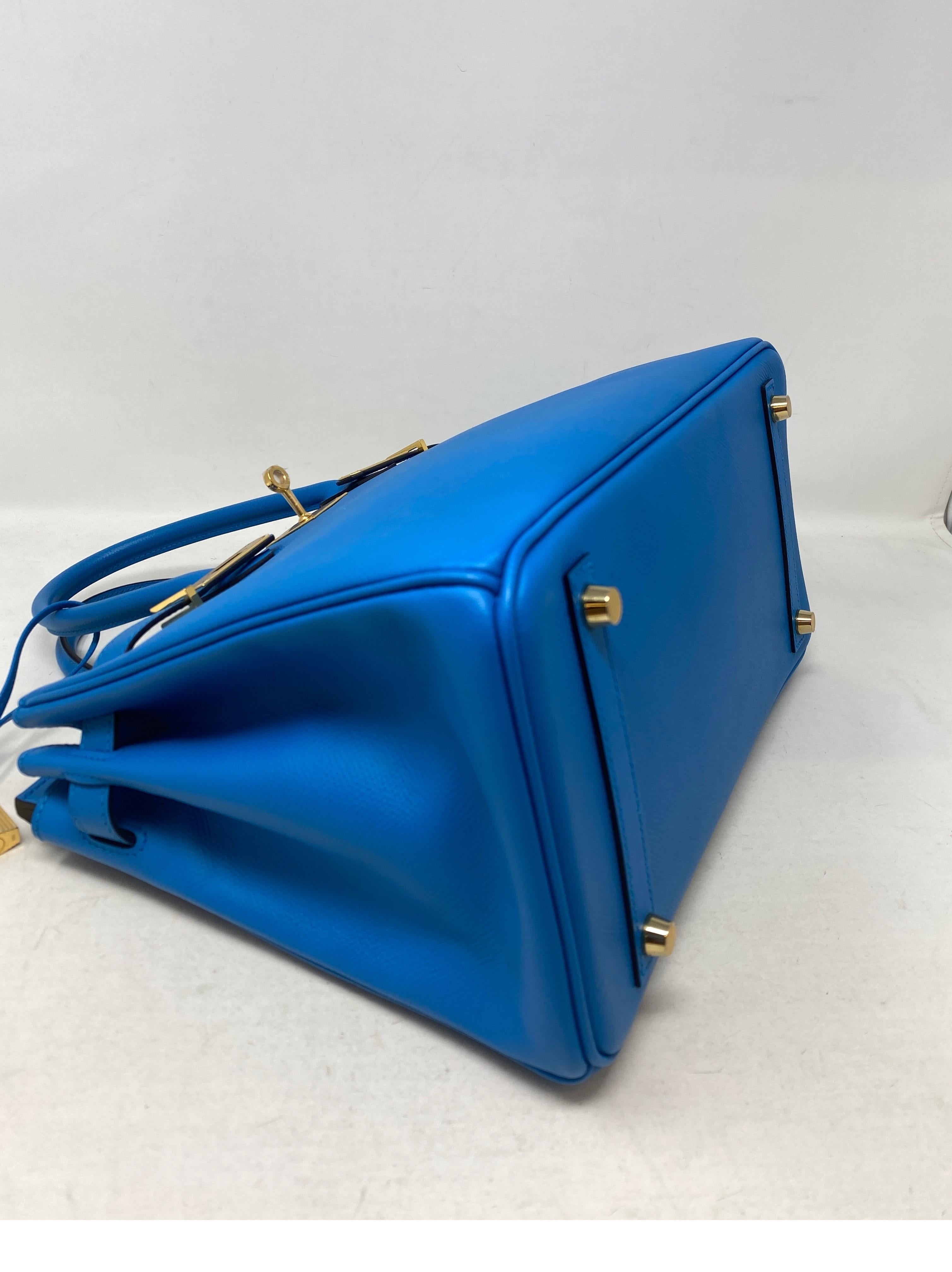 Women's or Men's Hermes Birkin Blue Zanzibar 30 Bag 