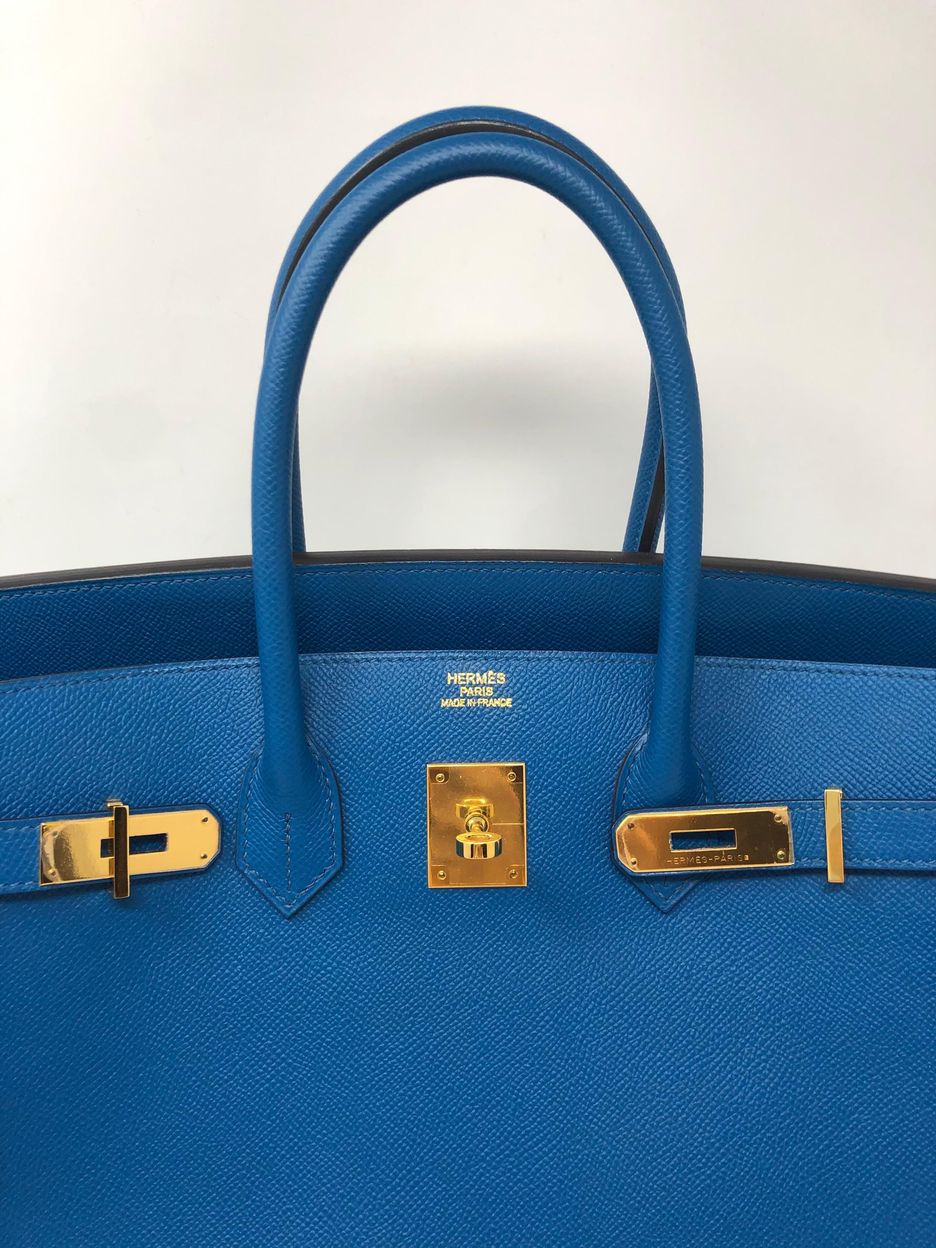 Hermes Birkin Blue Izmir 35 Bag In Excellent Condition In Athens, GA