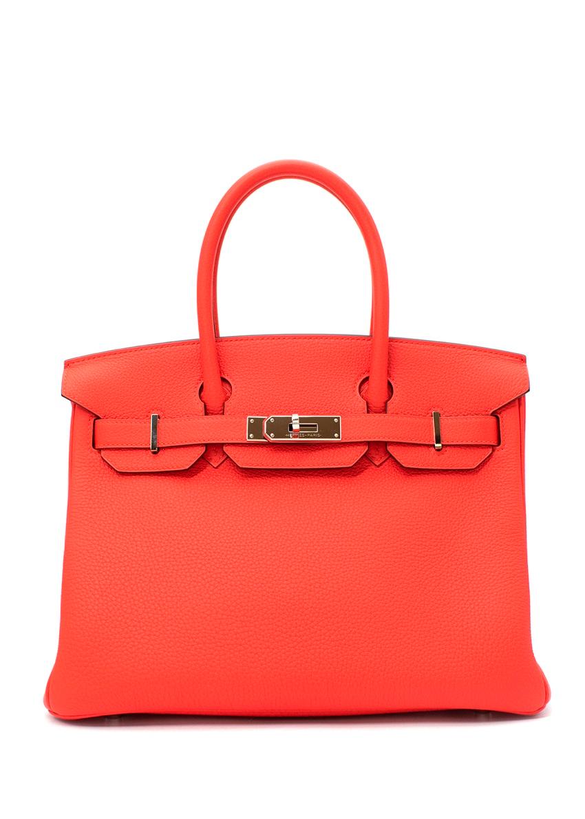 Hermes Birkin Capucine Togo Leather 30 PHW 
 
 
 
 An exquisite Hermes 30cm Birkin bag. The exterior of this Birkin is in capucine red Togo leather with tonal stitching. It features palladium hardware with two straps and front toggle closure. The