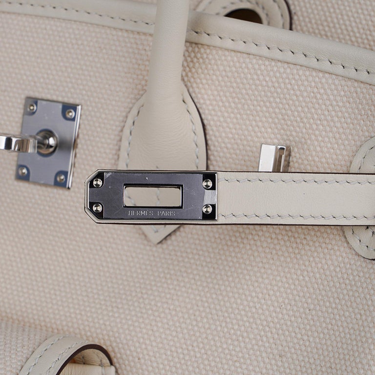 Hermes Birkin Cargo Toile Goeland Swift 35 Bag Leather Trim Limited Edition