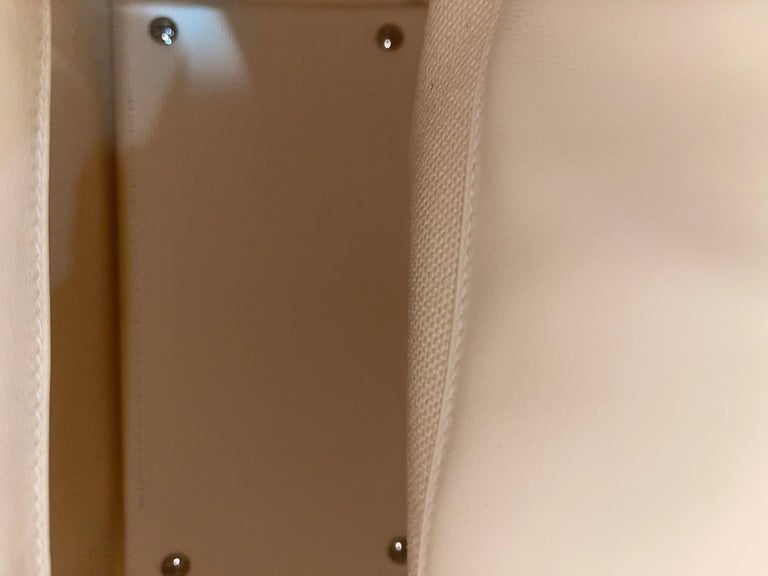 Hermès Birkin Nata Goeland Toile and Swift Cargo 35 Palladium Hardware, 2021 (Very Good), Beige/Silver/White Womens Handbag