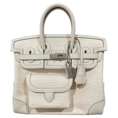 Hermes Birkin Cargo 25 Nata Toile Goeland 25 Swift Leather Trim Limited  Edition at 1stDibs