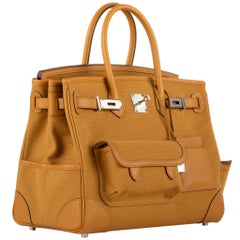 Hermes Birkin Cargo 35cm Sesame Canvas & Swift Leather Palladium Hardware