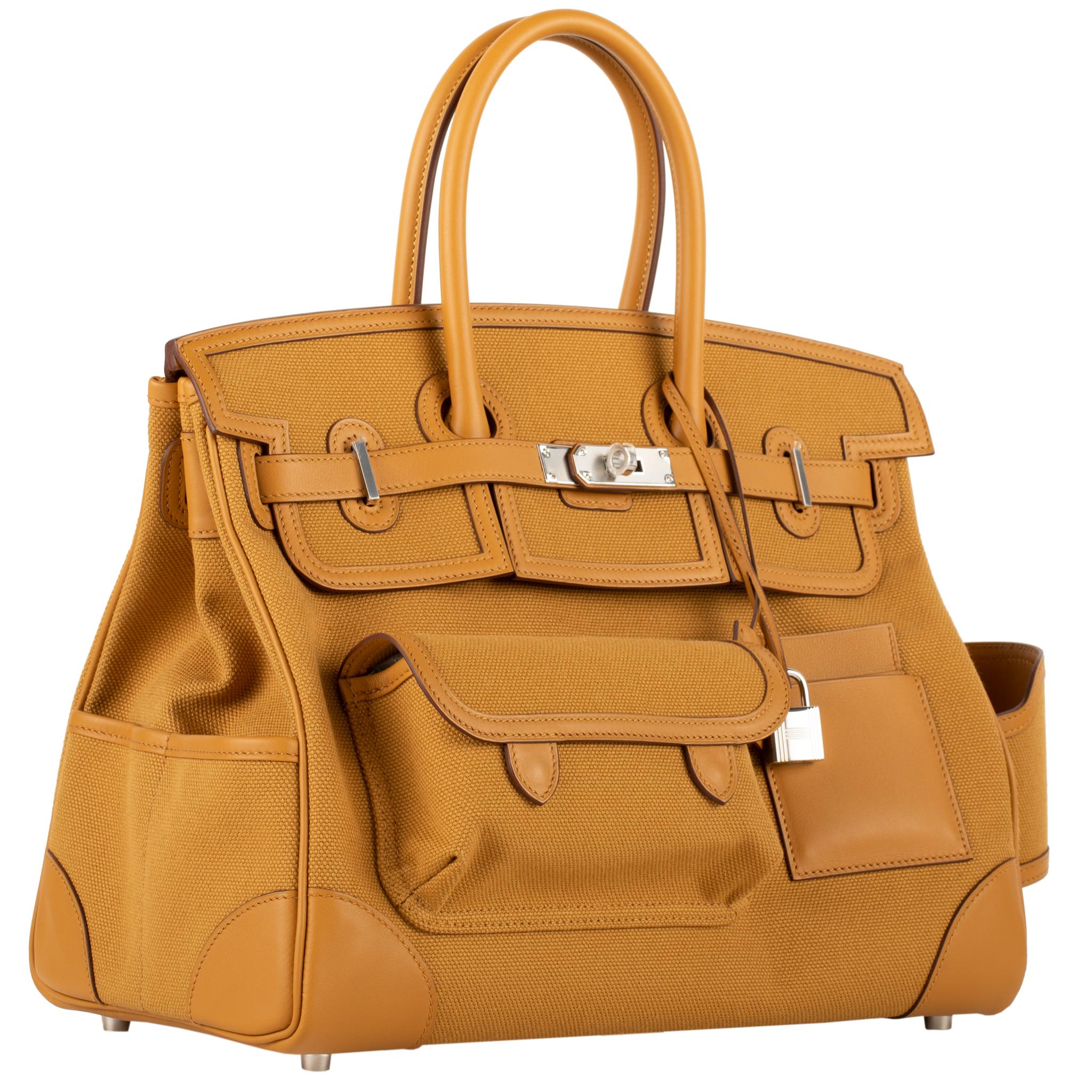 Hermes Birkin Cargo 35cm Sesam Canvas & Swift Leder Palladium Hardware im Zustand „Neu“ im Angebot in Sydney, New South Wales