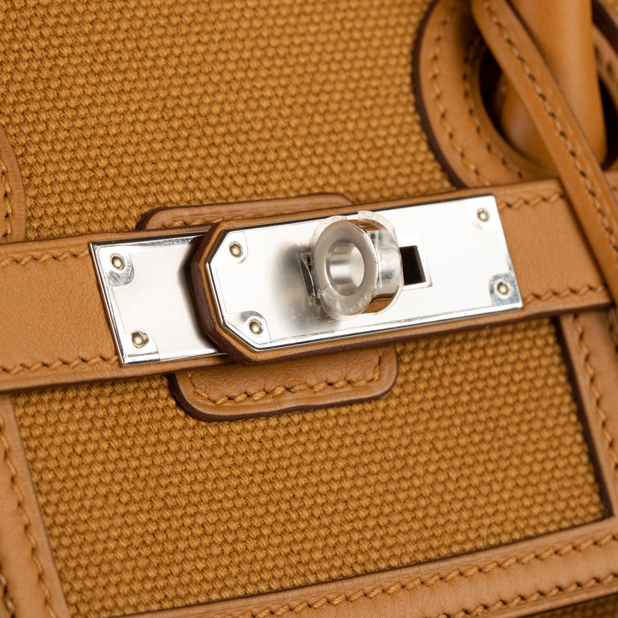 Hermes Birkin Cargo 35cm Sesam Canvas & Swift Leder Palladium Hardware im Angebot 2
